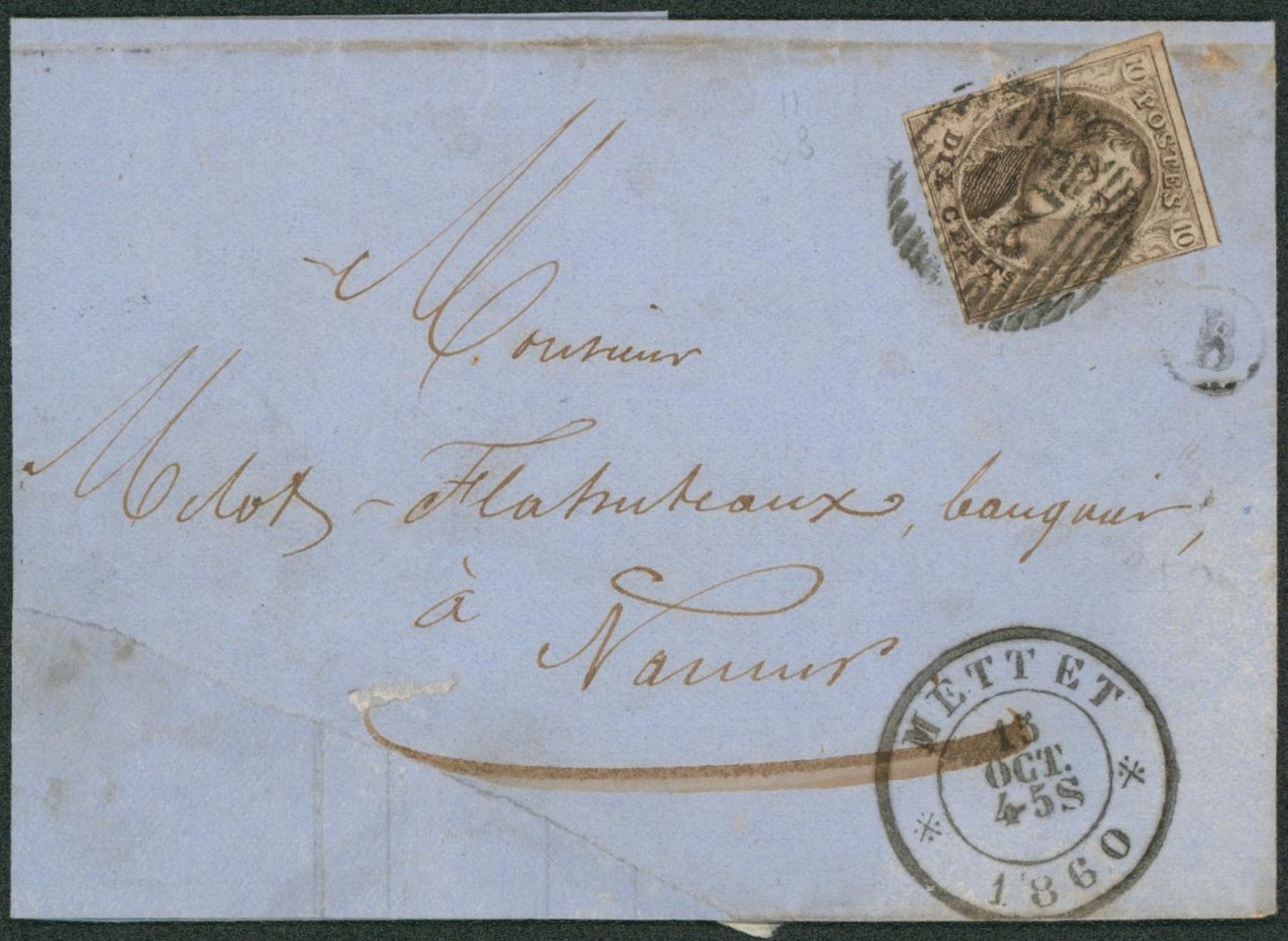 n°10A touché sur LSC obl distribution D28 çàd Mettet + boite rurale "B" > Namur"