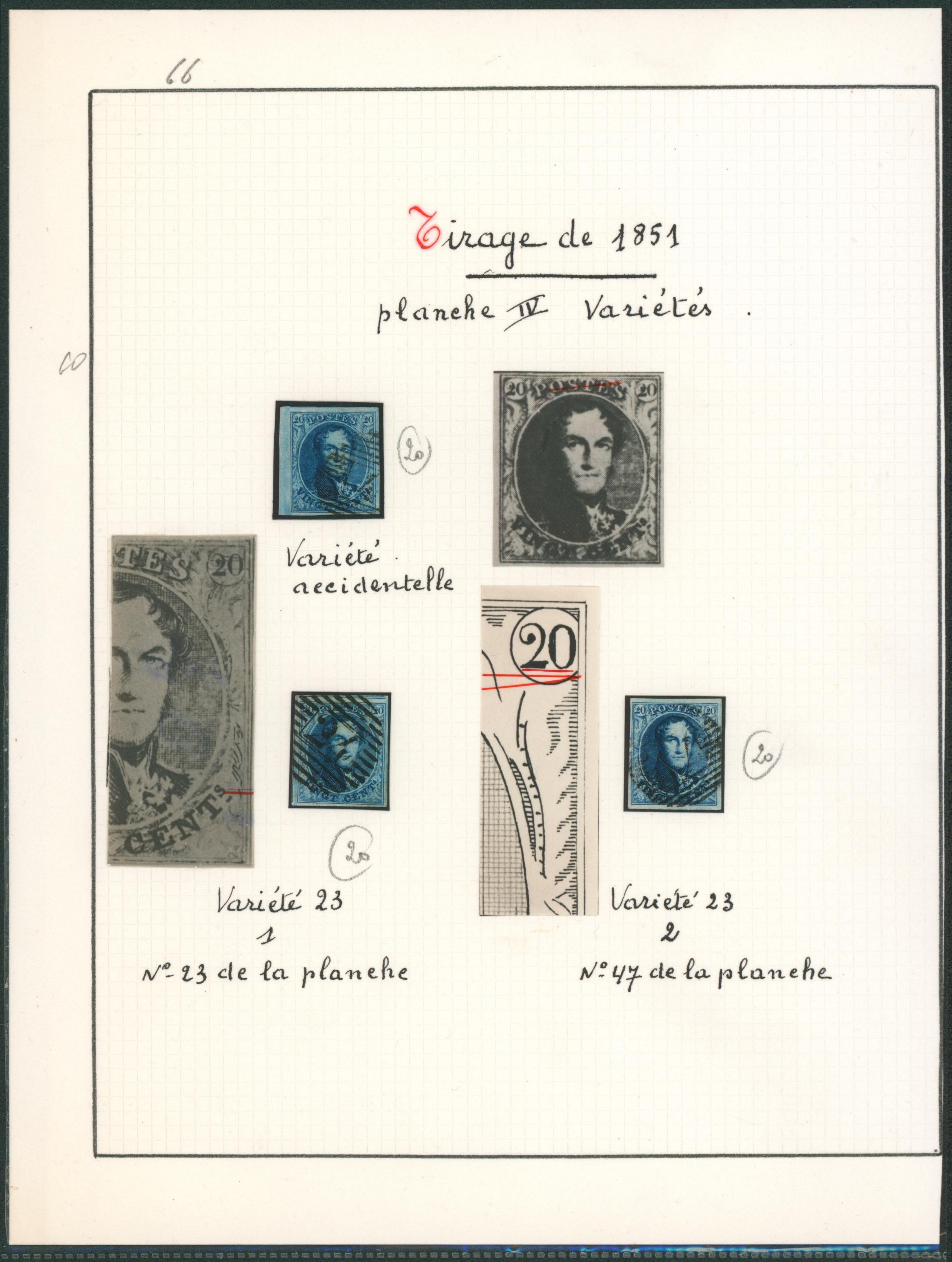 Page de collection - n°7 planche IV variétés sur 3 exemplaires.