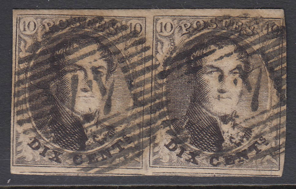 6 en paire margée +voisins en bas, oblitération P47 de Gembloux.