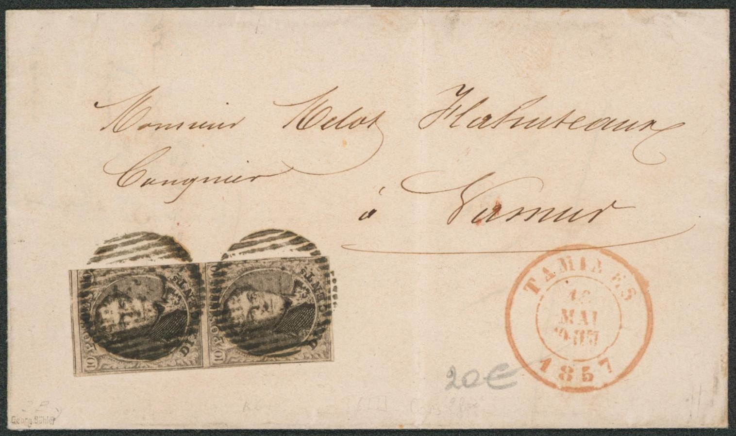 n°10A en paire (3 marges) sur LAC obl P162 çàd Tamines > Namur. 