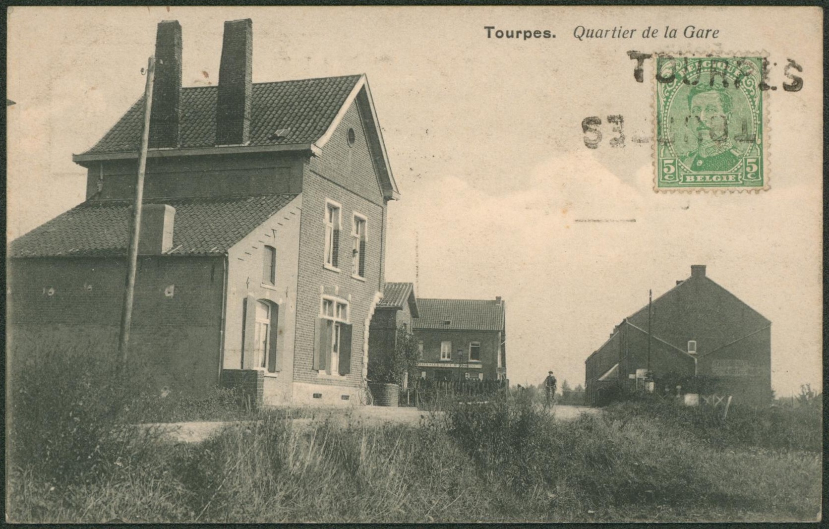 n°137 sur CP vue annulé par griffe de fortune x2 TOURPES > Bruxelles