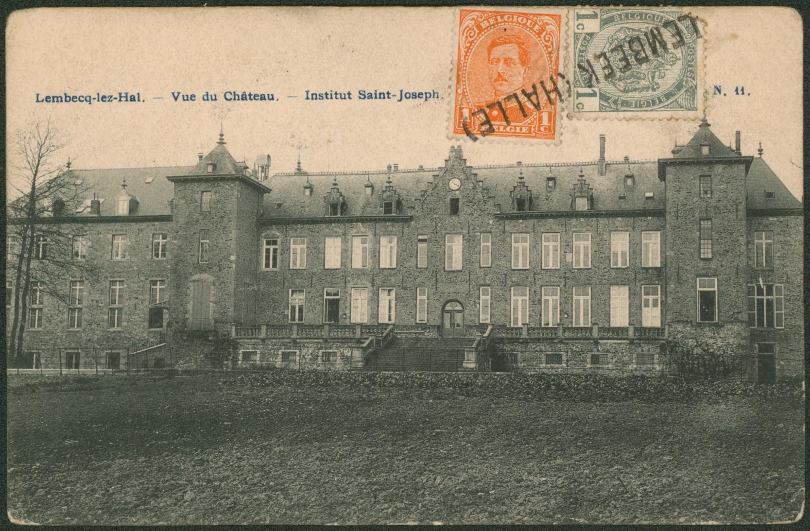 n°81 et 135 sur CP vue annulé par griffe de fortune LEMBECQ (HALLE) > Etterbeek