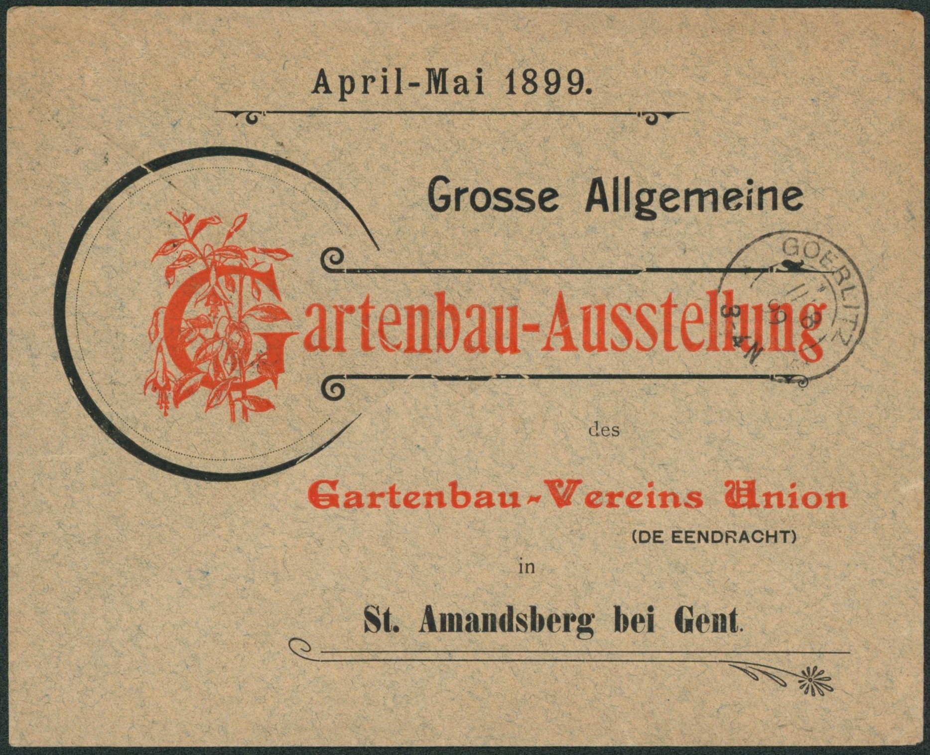 n°60 sur lettre illustrée au verso (Gartenbau-Ausstellung) expédié de Gand (station) > Gorlitz / Exposition horticole, St-Amandsberg.