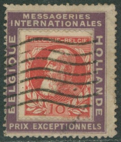 n°74 sur porte-timbre "Messageries internationales Belgique-hollande" annulé par flamme "