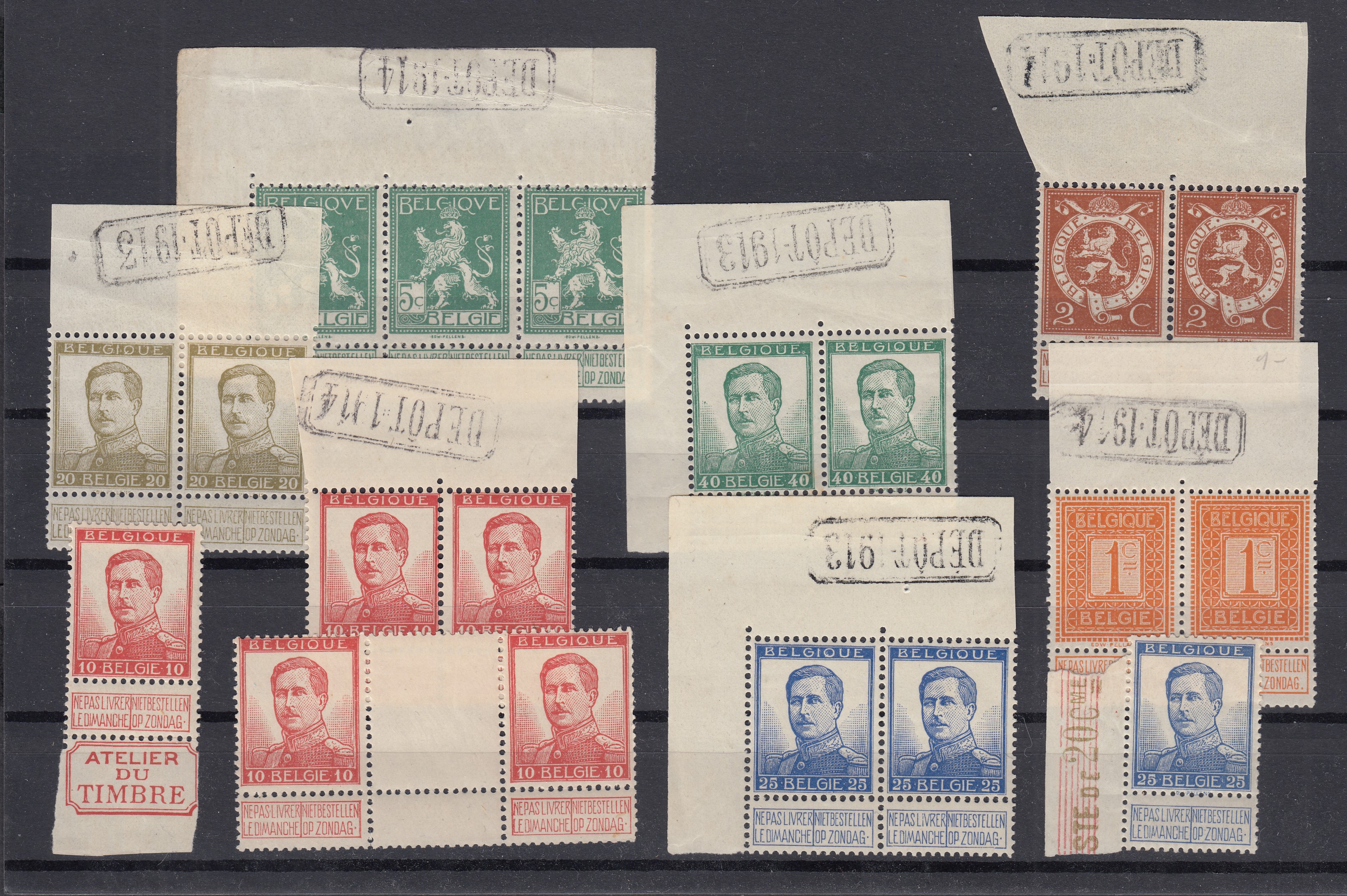 Pellens : Lot de BDF avec inscriptions en marges +une paire interpanneaux.