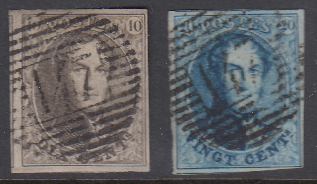 6 et 7 margés, oblitération P147 d'Eghezée.