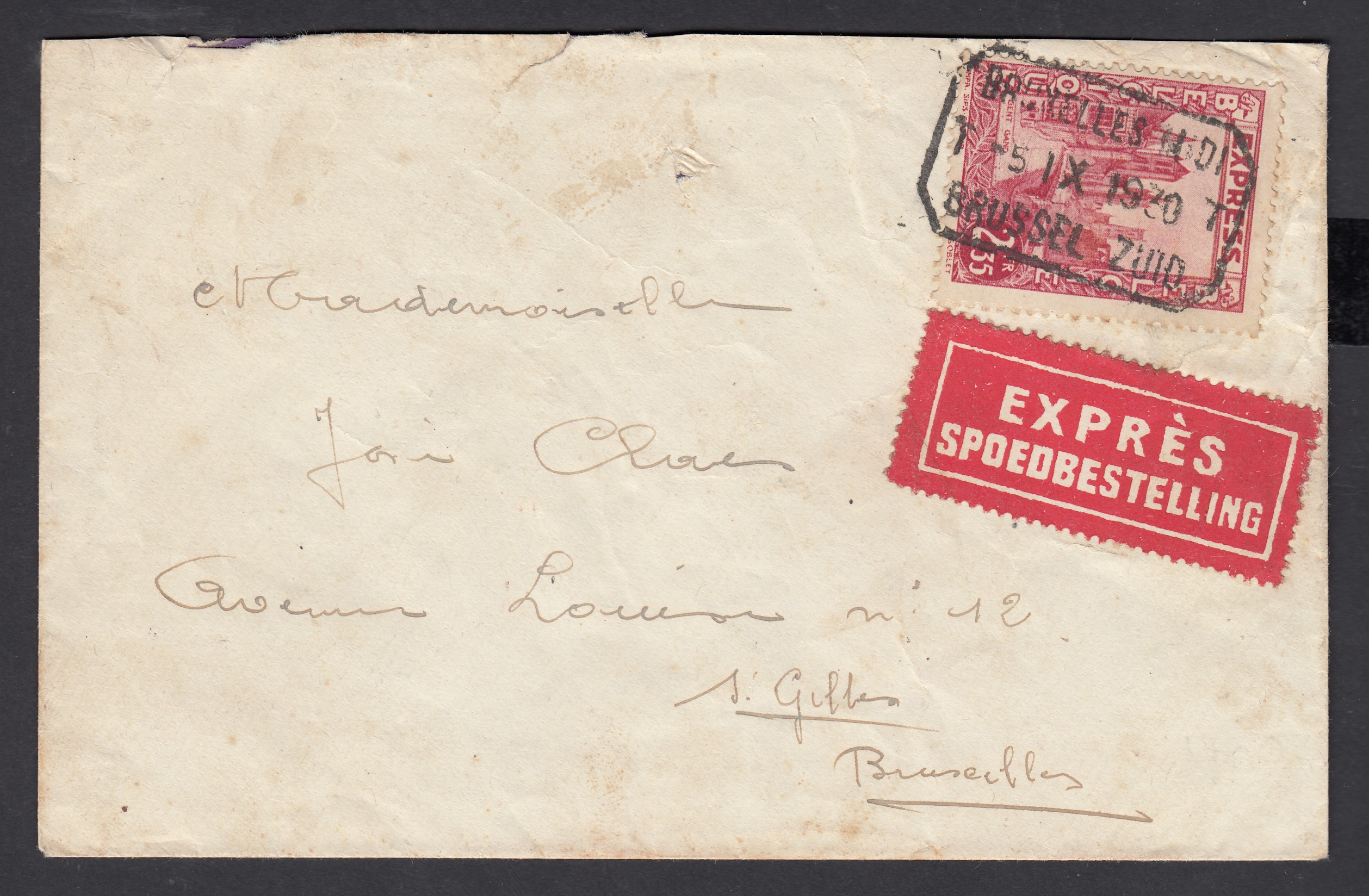 292D sur lettre en exprès de et vers BXL le 5.IX.1930.