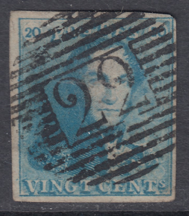 2 margé, oblitération P22 de Braine-le-Comte.