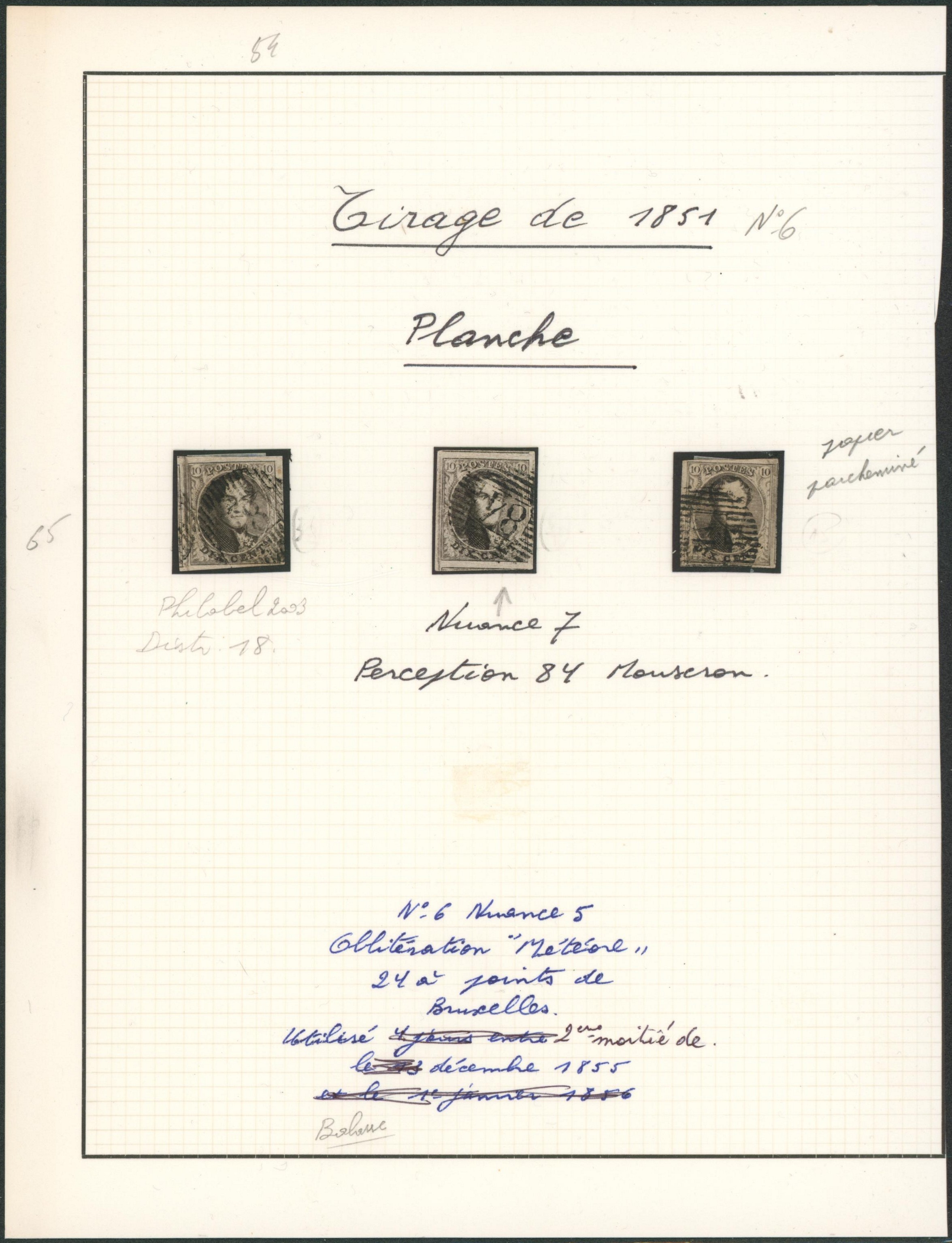 Page de collection - n°6 planche çàd 3 timbres bien margés obl P84, D18 et D11