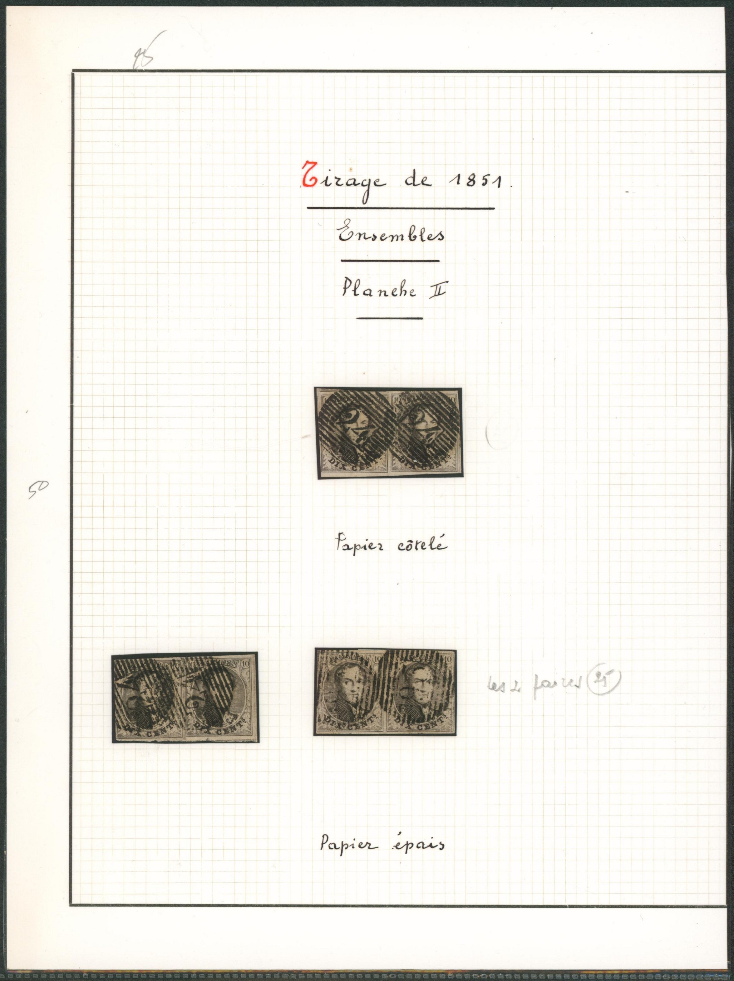 Page de collection - n°6 planche II ensemble de 3 paires margées. Type de papier, superbe. 