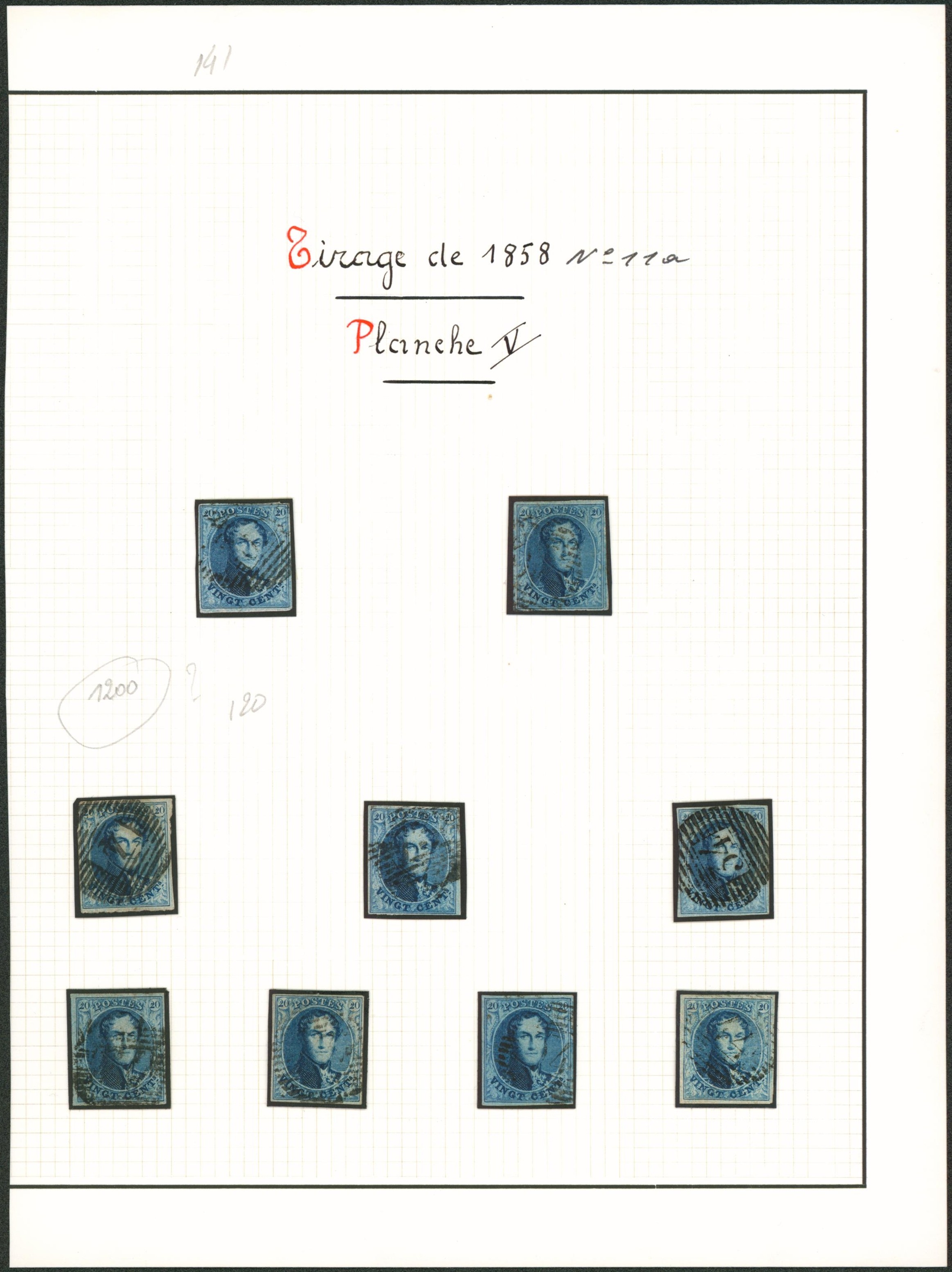 Page de collection - n°11A planche V çàd 9 timbres margés. 