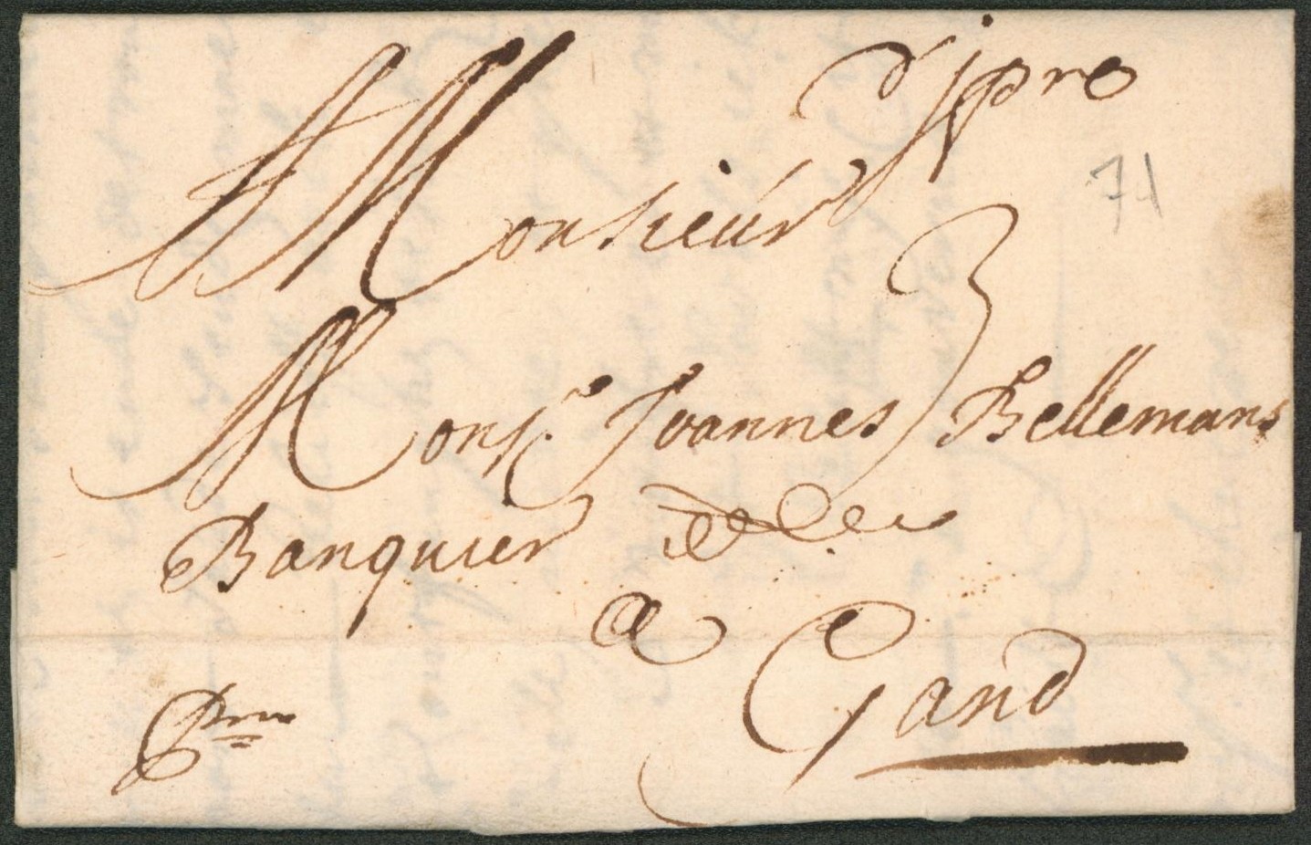 LAC datée de Ypres (1705) par messager > Gand 