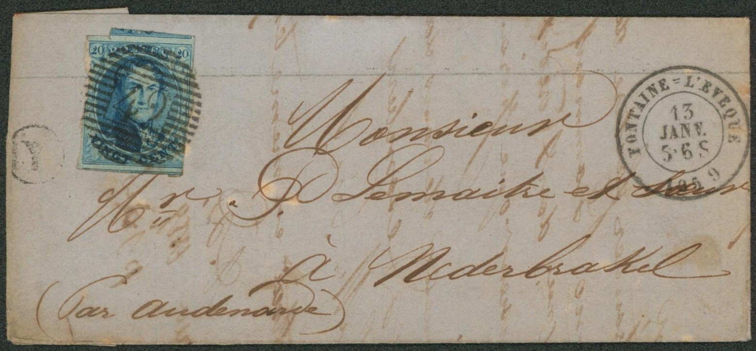 n°11A touché sur LAC obl P42 çàd Fontaine-l'évêque + boite rurale "Y" (piéton) > Nerderbrakel via Audenarde çàd arrivée Audenarde + cachet distribution "Nederbrakel". "