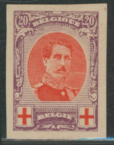 Croix-rouge - n°134 non dentelé / Ongetand + variété : Balafre (V2). Rare !