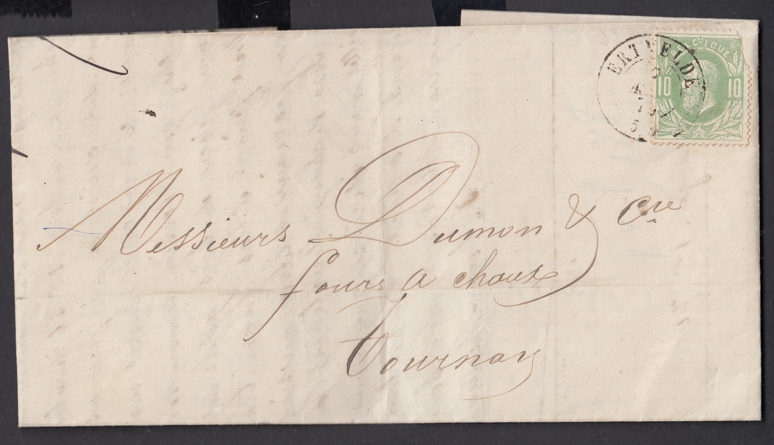 30 sur LAC de Ertvelde ( Cachet D.C.) vers Tournai. Càd le 7 août 1876 au verso.