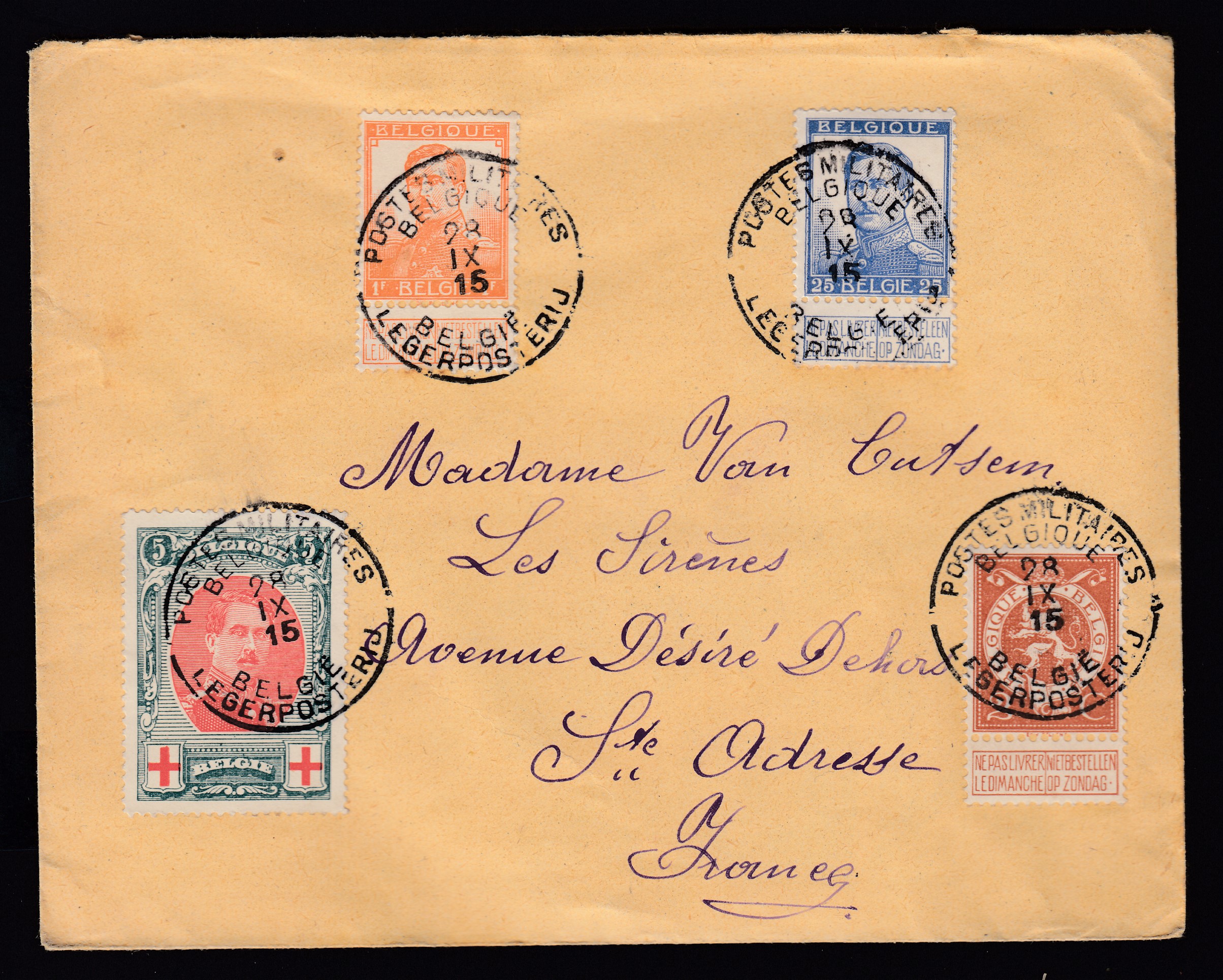 109 +116 +125 +132 sur lettre dePMB le 28.IX.1915 vers Ste-Adresse. Càd au verso.