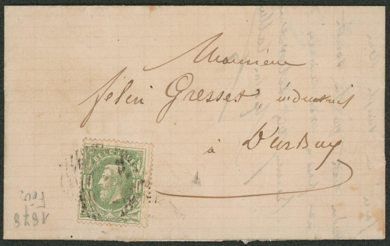 n°30 sur lettre daté de Barvaux + oblitération rurale (cachet muet à barre) > Durbuy / Etat -