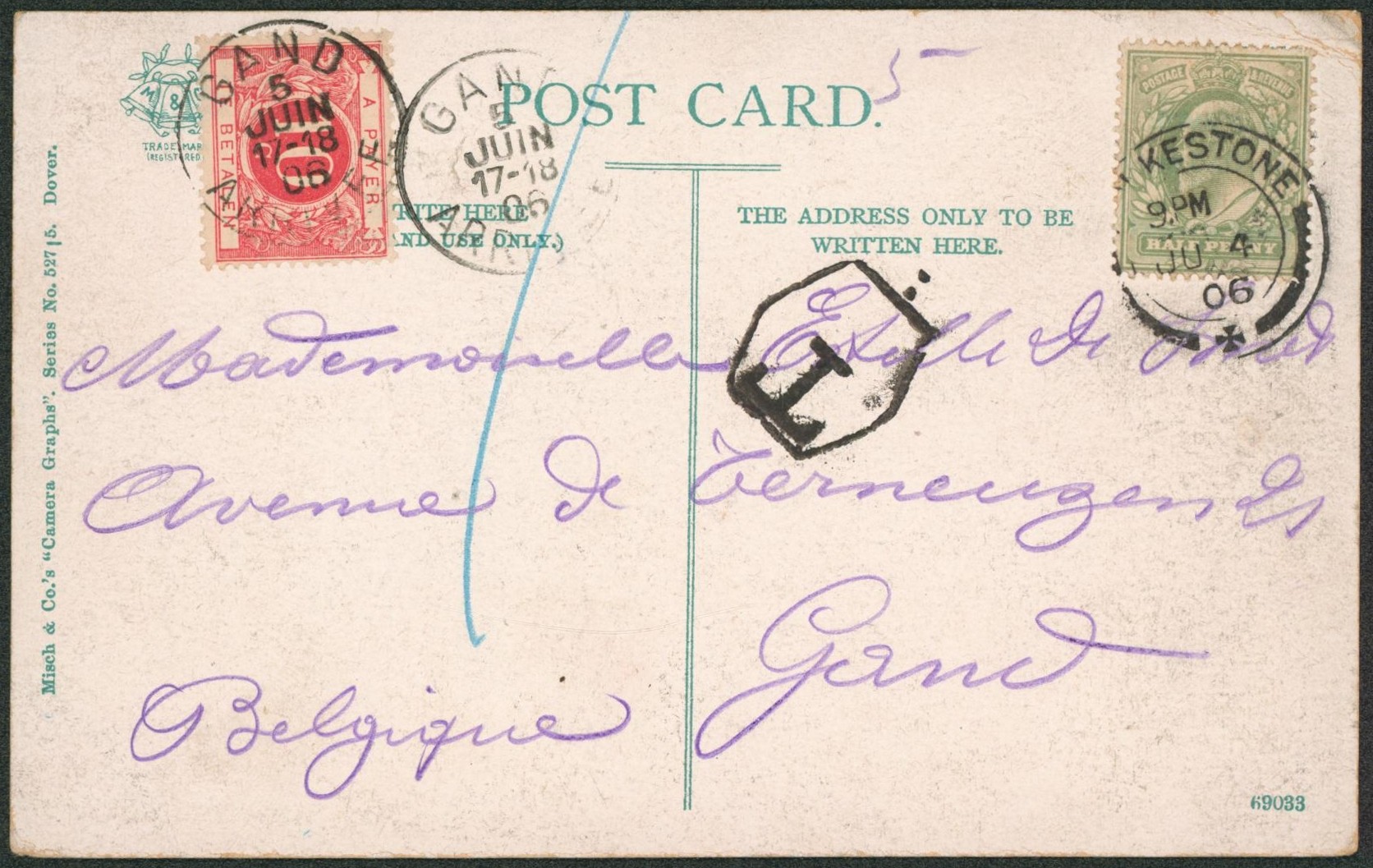 CP en provenance de Folkestone (Angleterre) + taxe anglaise > Gand + TX5