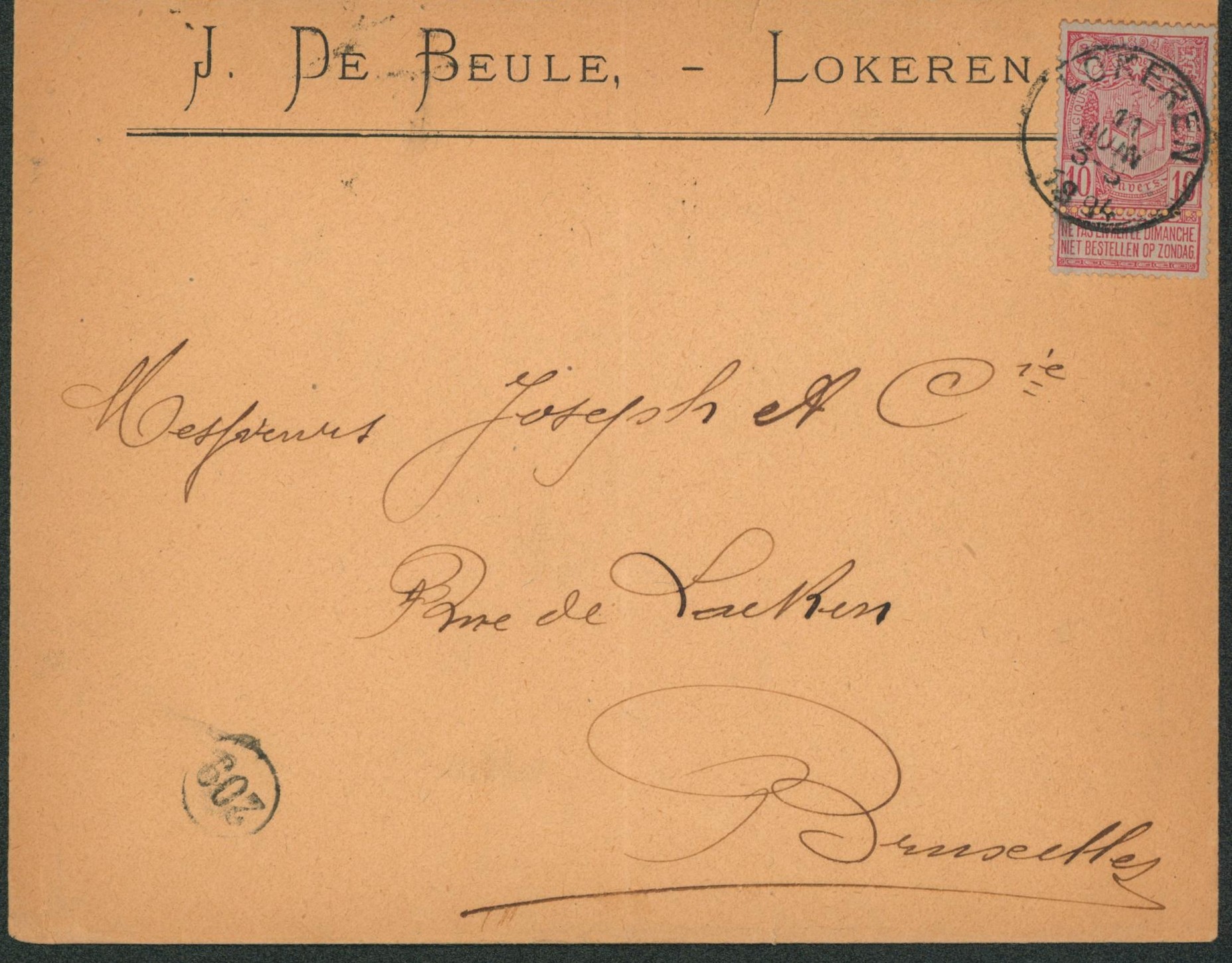 Exposition - n°69 sur lettre à en-tête obl S.C. "Lokeren" > Bruxelles"