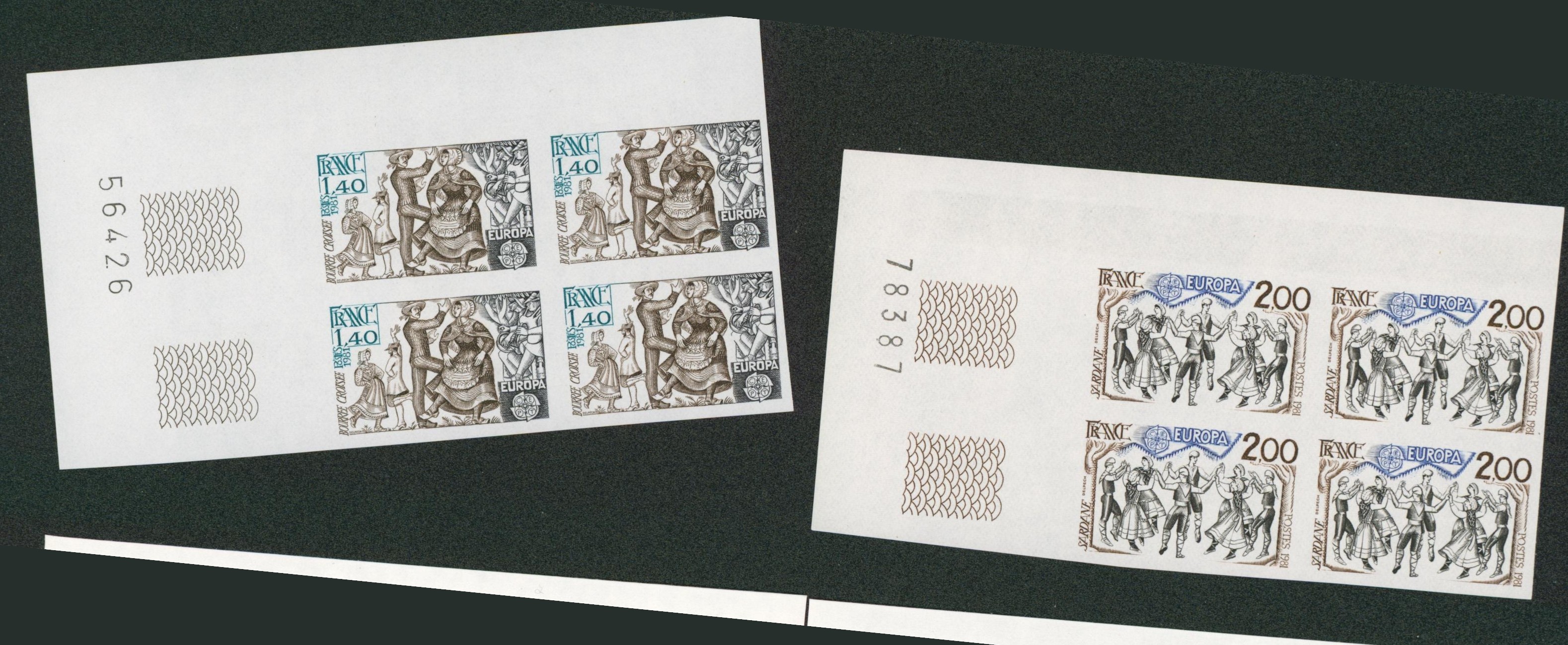 France - n°2138/39 en bloc de 4 non dentelé (MNH) EUROPA 1981. BDF + inscription marginale. Cote 360e +