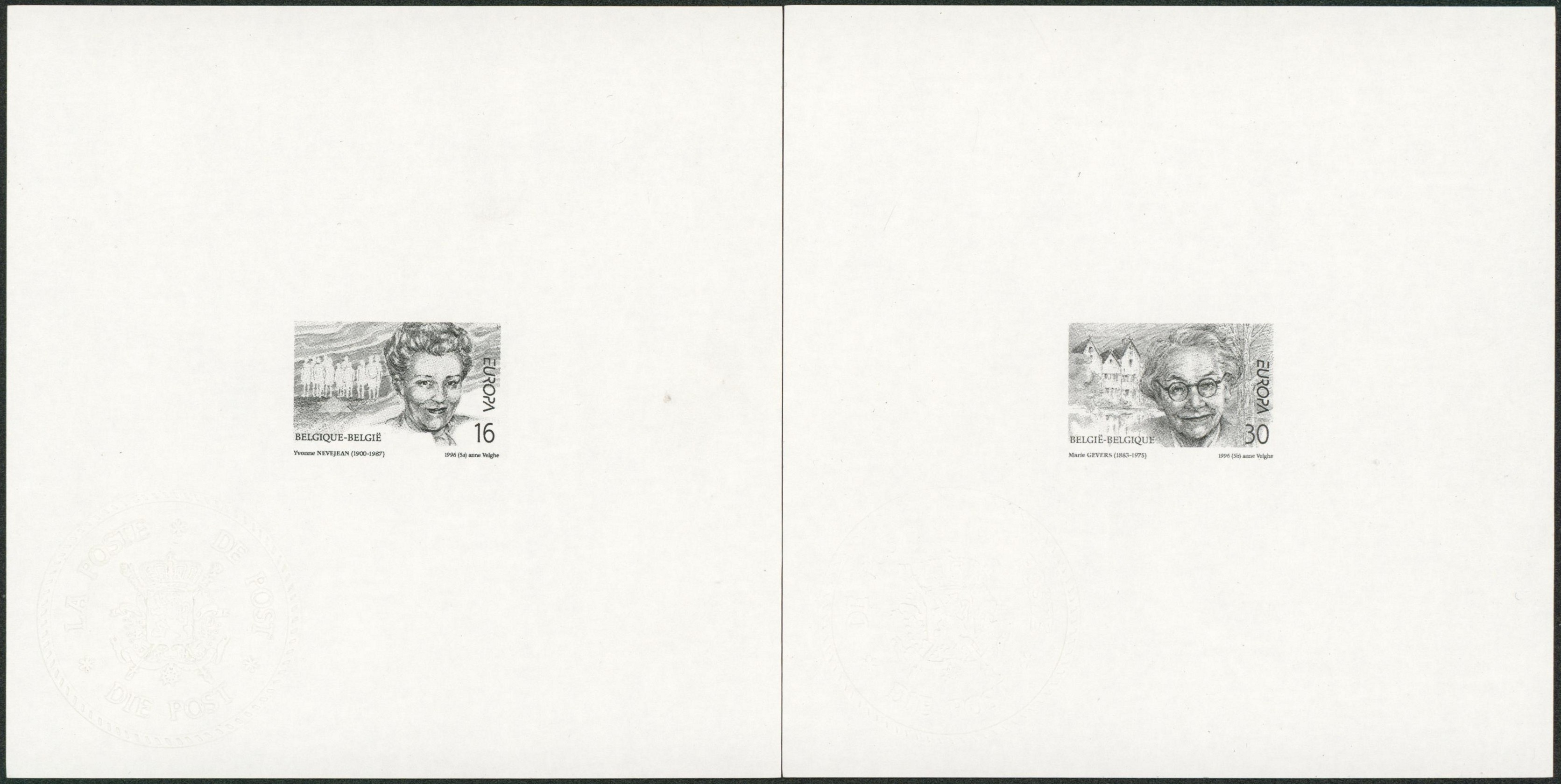 Feuillet ministériel n°2636/37 EUROPA 1996 (tirage 75 ex). 