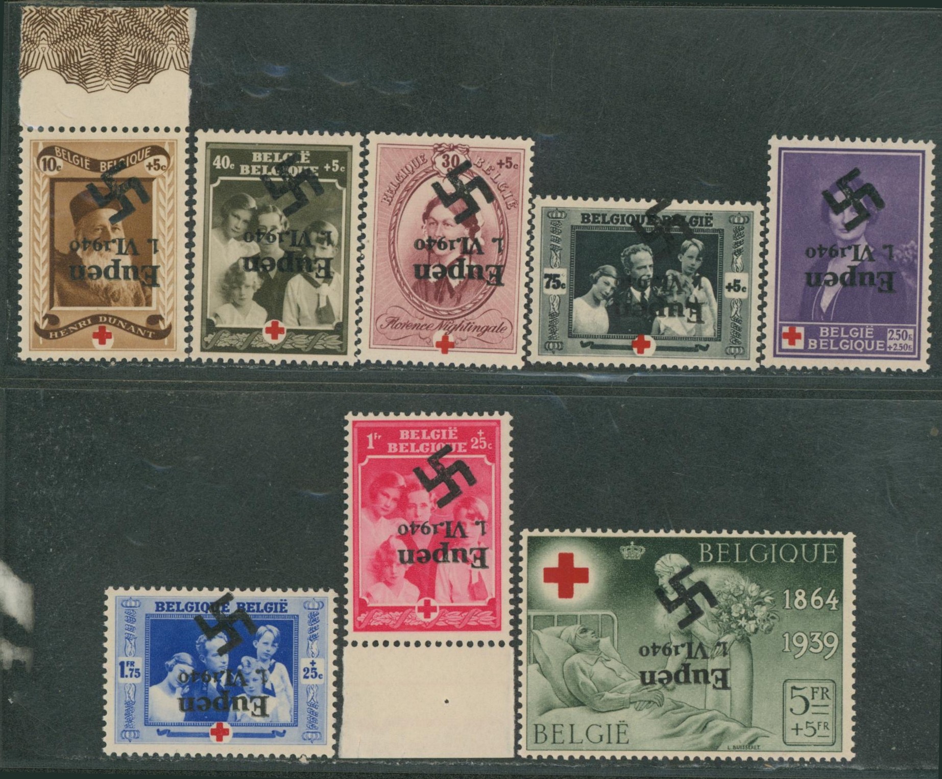 n°496/503** neuf sans charnières (MNH) émission privée pour canton de l'est surcharge renversée EUPEN 1.VI.1940