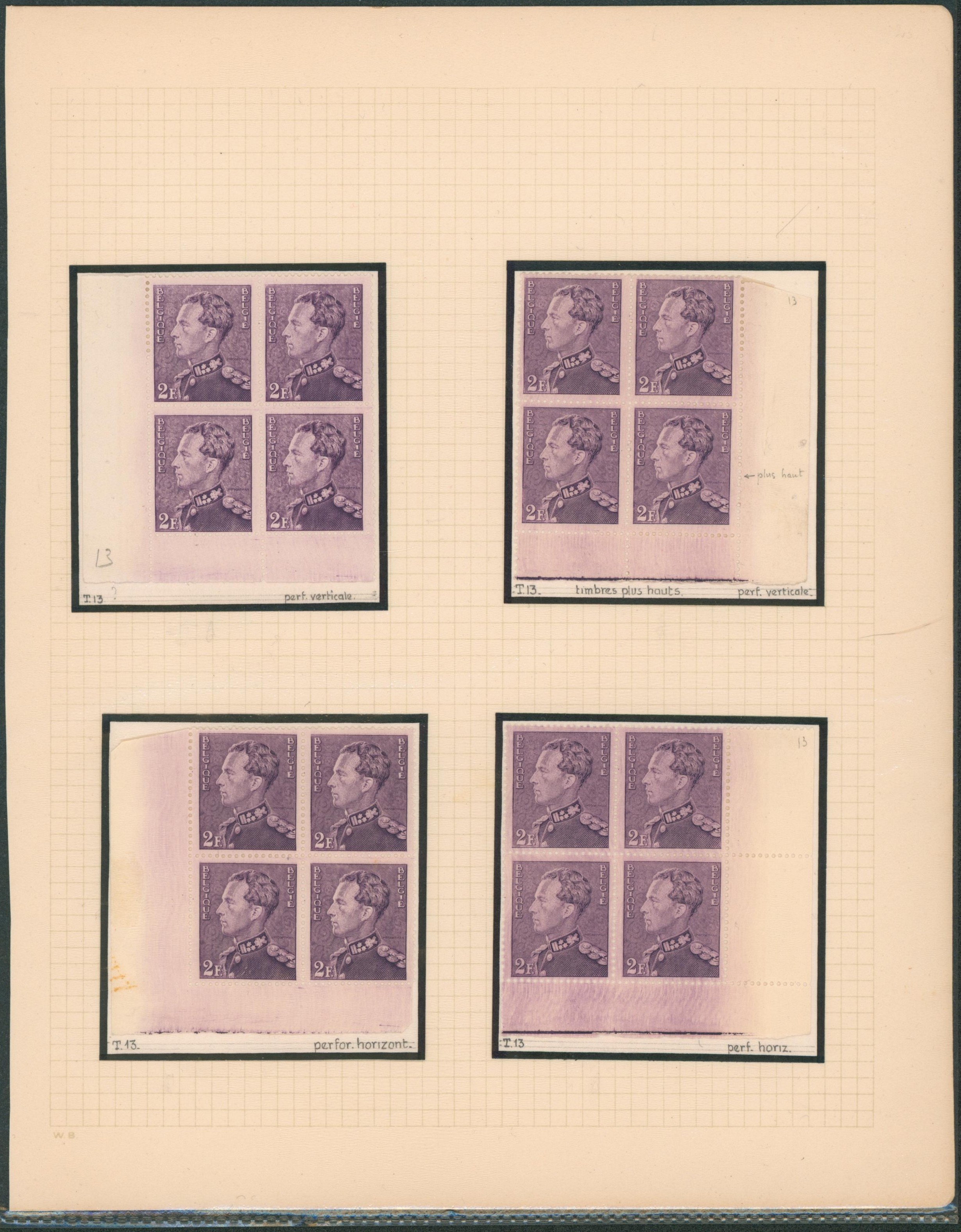 Page d'étude - Poortman n°431 x4 bloc de 4 (qualité mixte) tirage 13.