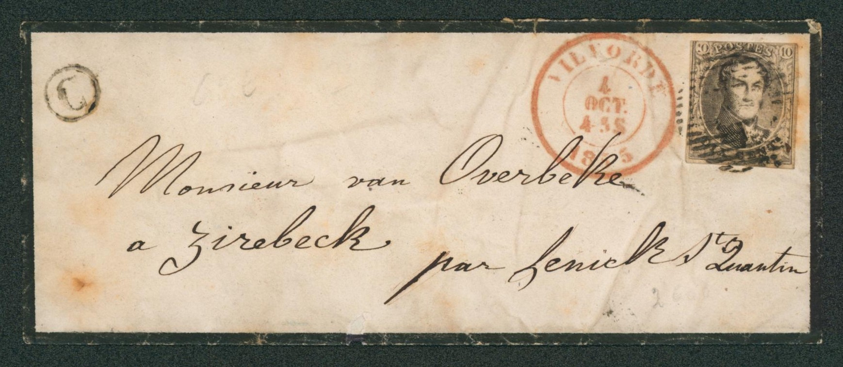 n°6 (3 marges) sur enveloppe obl P125 çàd Vilvorde + boite rurale "C" (Beigem) > Zirebeck."
