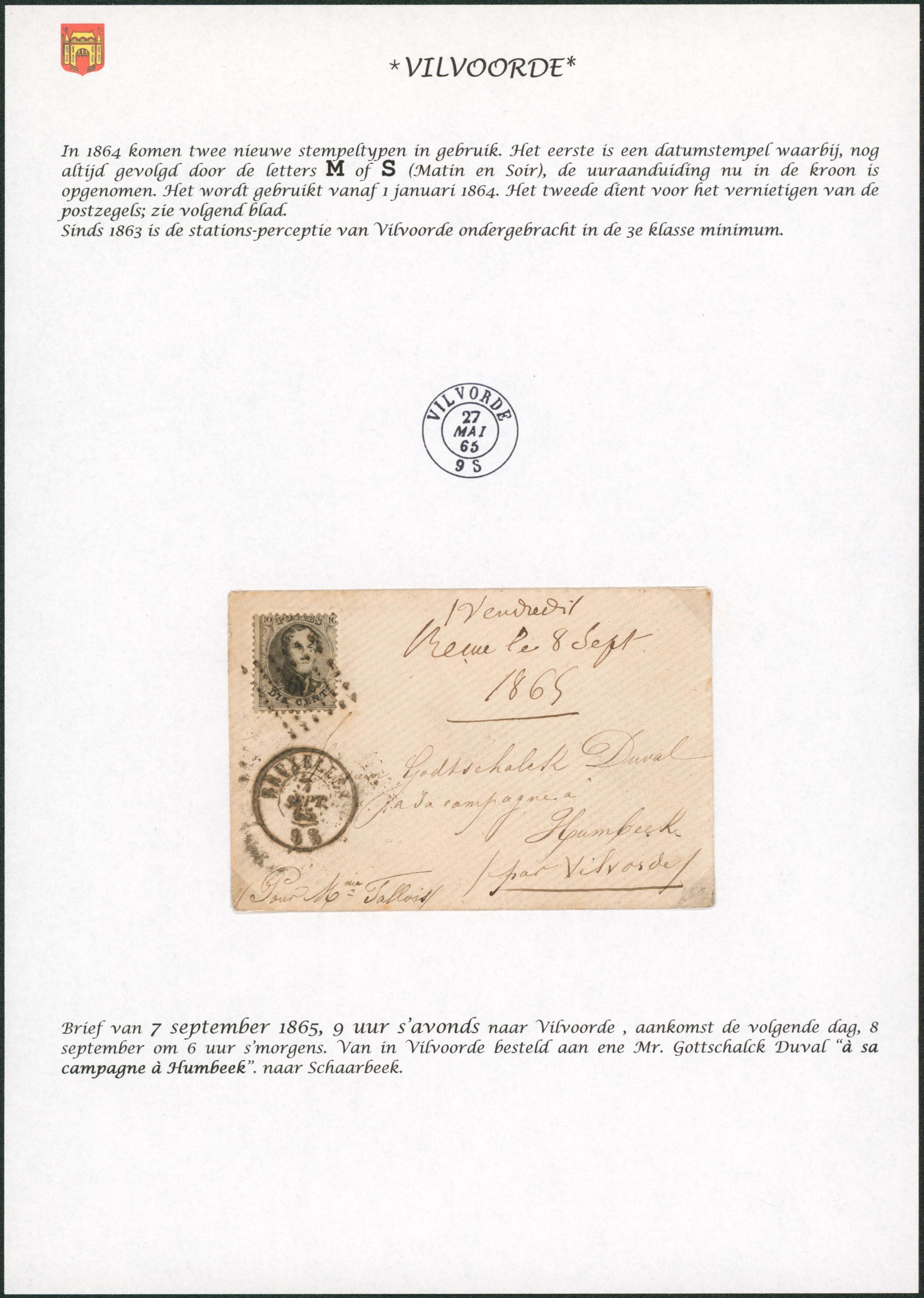 Page de collection - n°14 sur Env. obl Pt 60 çàd Bruxelles > Humbeek par Vilvorde. 