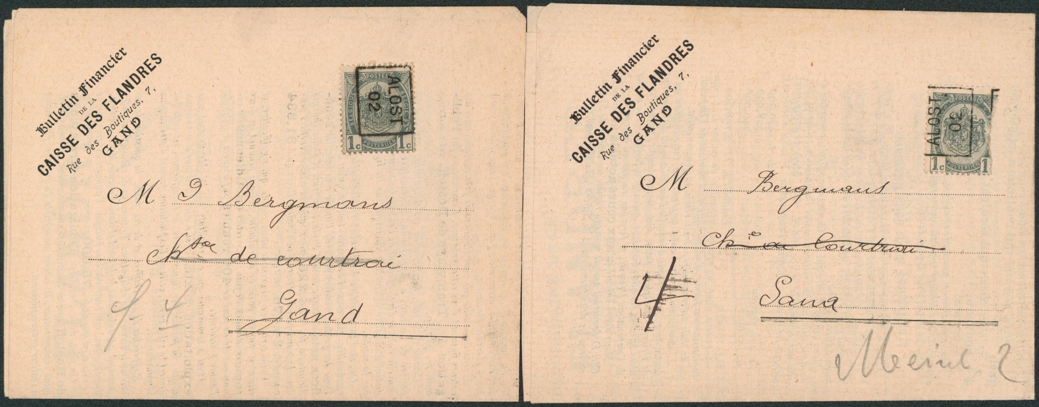 Ensemble de 2 bulletins financier + n°53 préo "Alost 02" (Pos. A/B) > Gand"