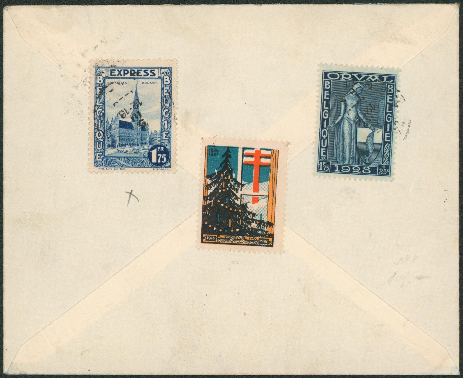 n°262 et 292C au verso d'une lettre en recommandé de Liège > Vienne (Autriche). 