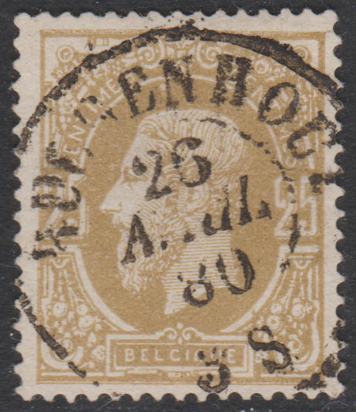 32 oblitération centrale centrale DC Buggenhout 26/4/1880. Rare.