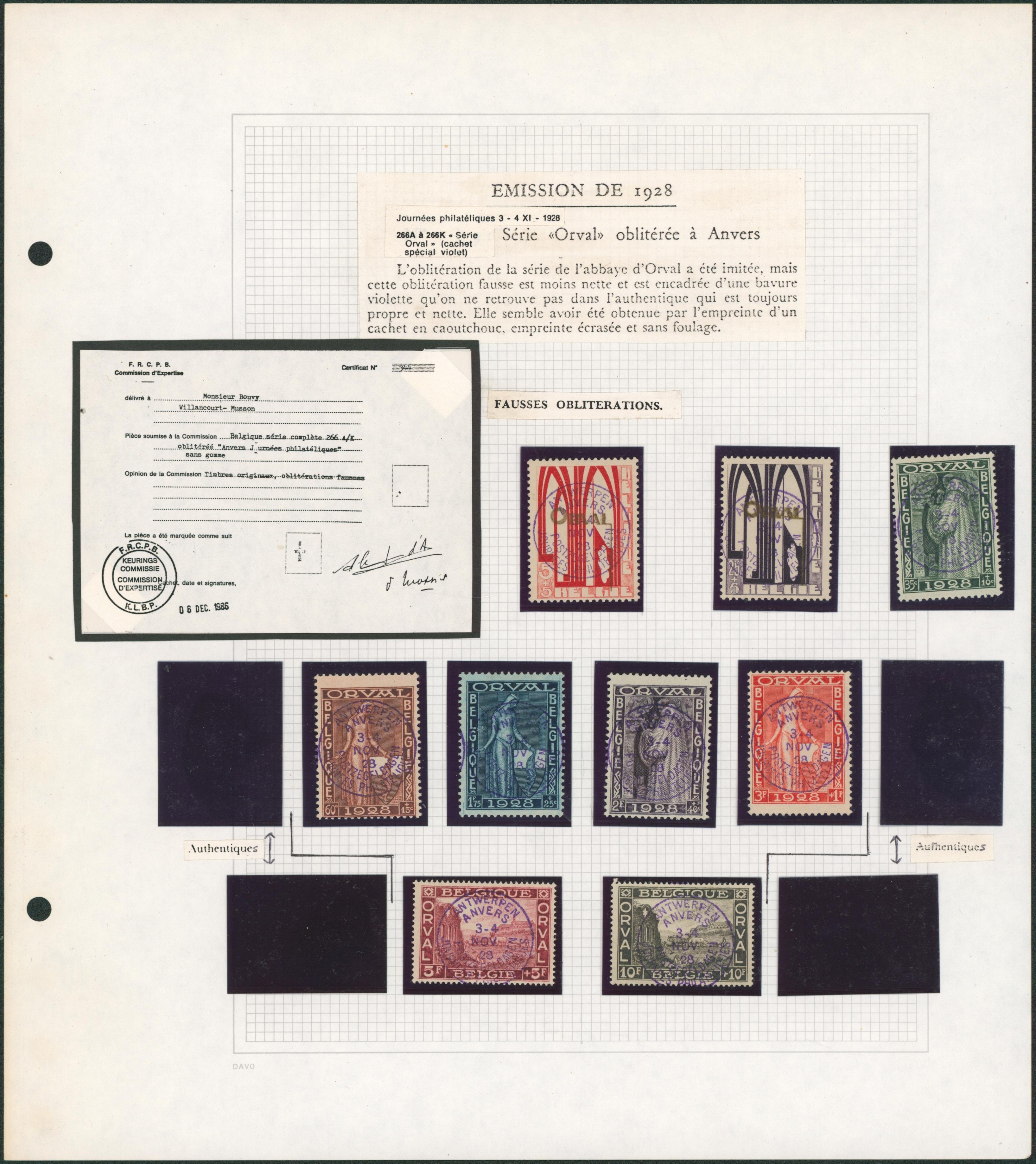 Orval (journée philatélique d'Anvers) - série complète + fausses oblitérations ! 