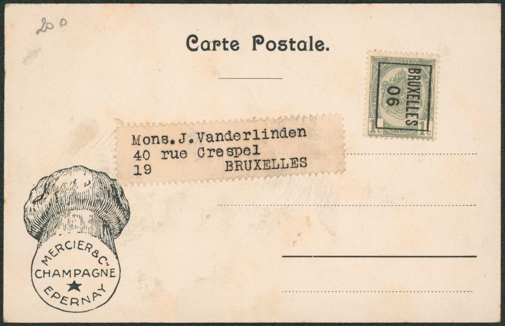 n°53 typo BRUXELLES 06 sur CP PUB (Champagne Epernay Mercier) > bruxelles