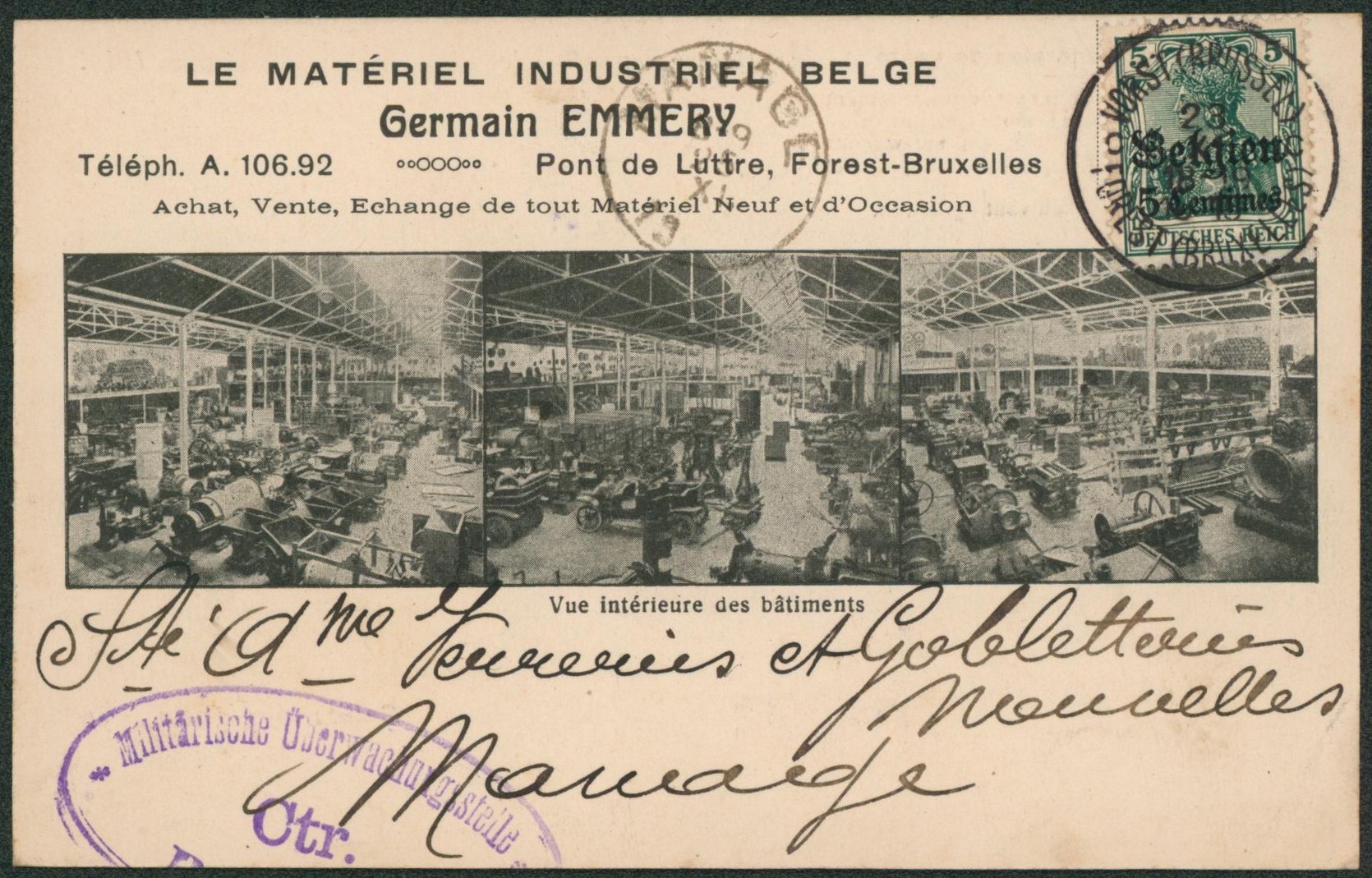 OC2 sur CP imprimée (Matériel industriel belge, Forest) expédié de Vorst (Brussel) > Manage. 