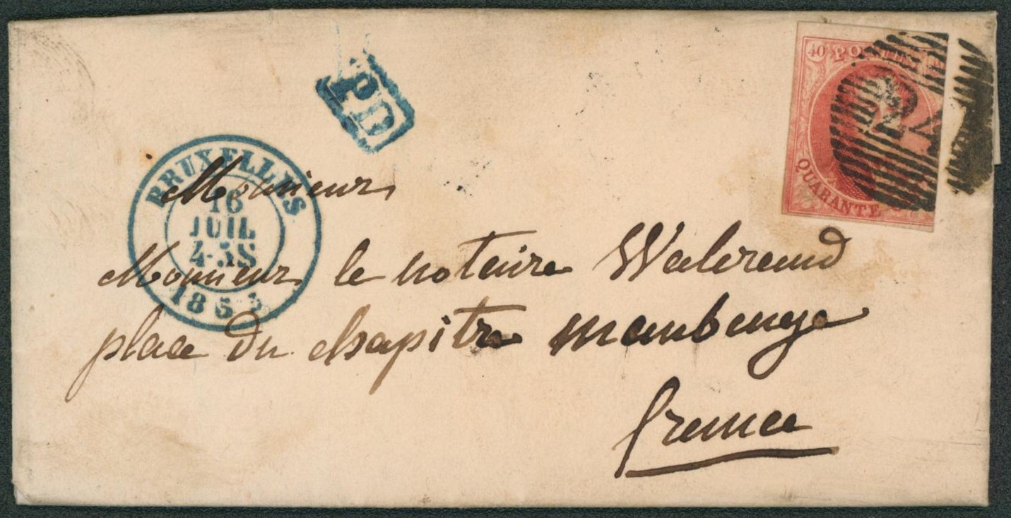 n°8 (3 marges) sur LAC obl P24 çàd Bruxelles + griffe PD > Maubeuge (France).