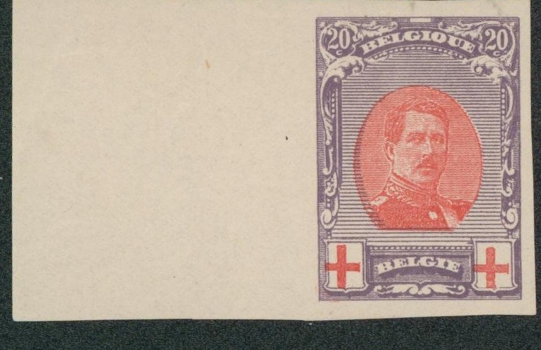 Essai - Croix-rouge : épreuve de la planche de 25 (Type I, non adopté) 20C Violet avec grand BDF / STES 2818