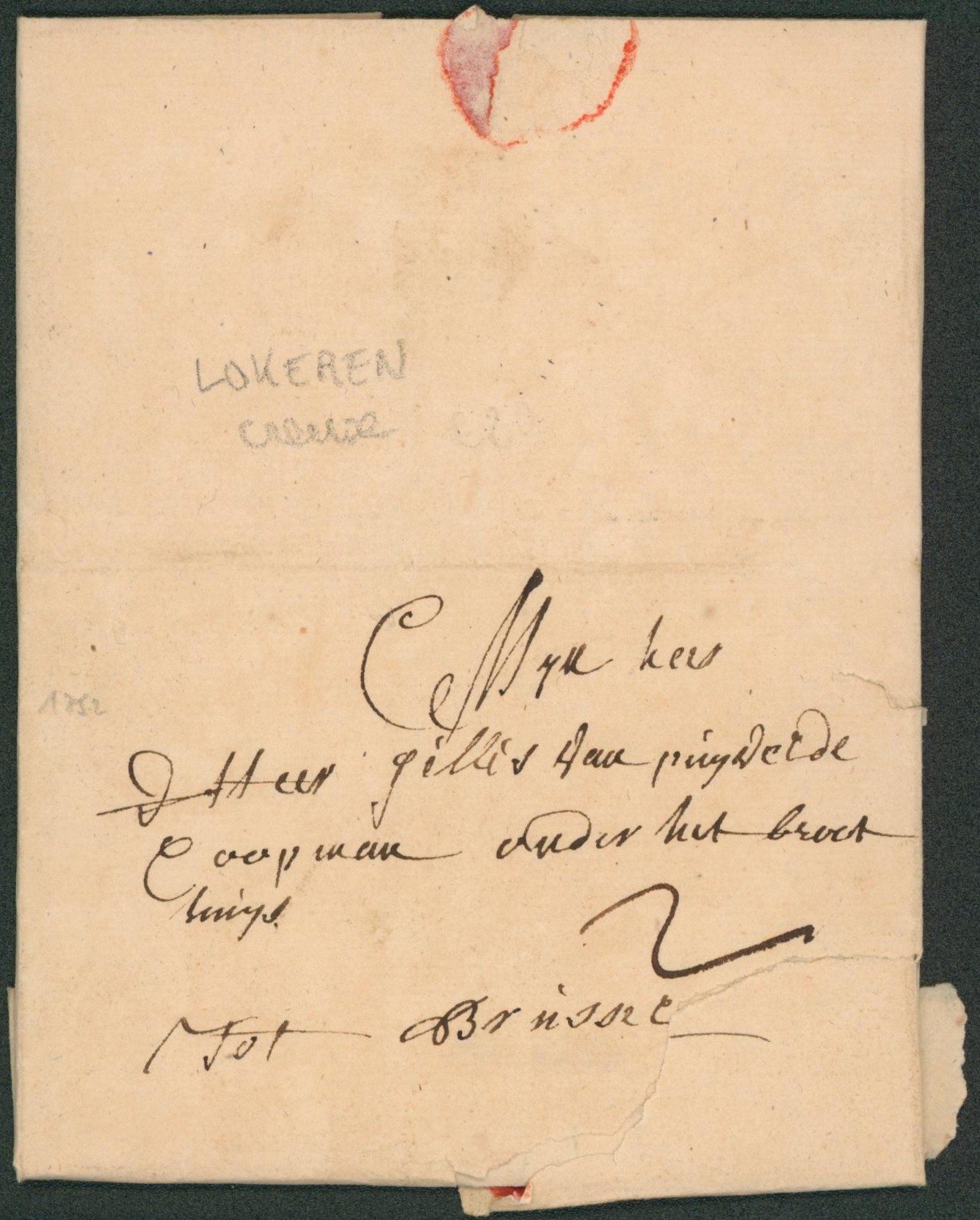 LAC datée de Lokeren + griffe en creux LOKEREN, port 2 sols > Brussel
