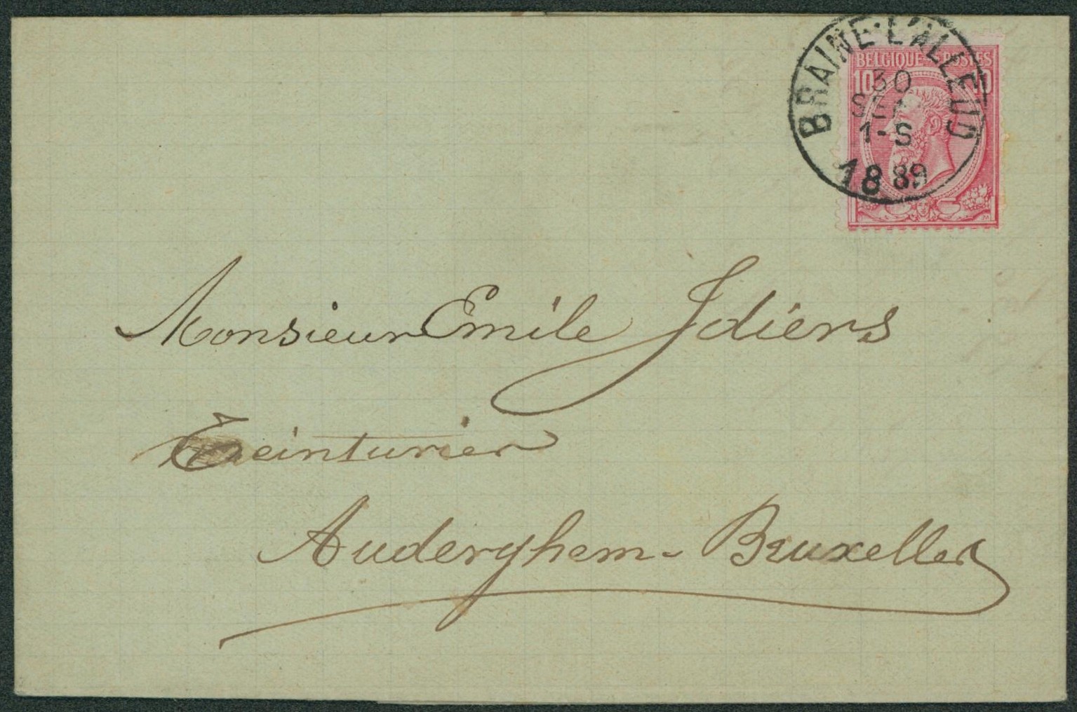 n°46 sur LAC obl simple cercle "Braine-l'alleud" + cachet privé (L. Vanham fils, fabricant) > Auderghem