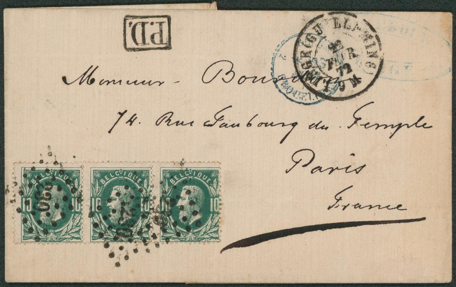 n°30 en bande de 3 sur LSC obl Pt 230 çàd Liège (guillemins) > Paris + Passage "France / Est IV"