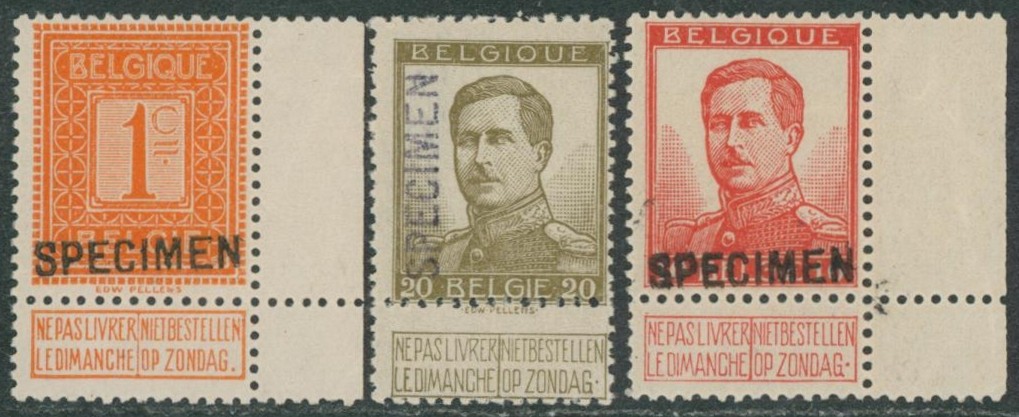 Pellens - n°108, 111 et 119** (MNH) + surcharge SPECIMEN.