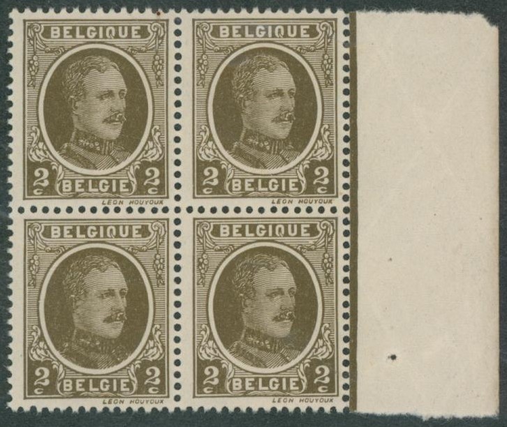 Houyoux - n°191 en bloc de 4 + BDF neuf sans charnières + Variété (V5). Pli de gomme naturel