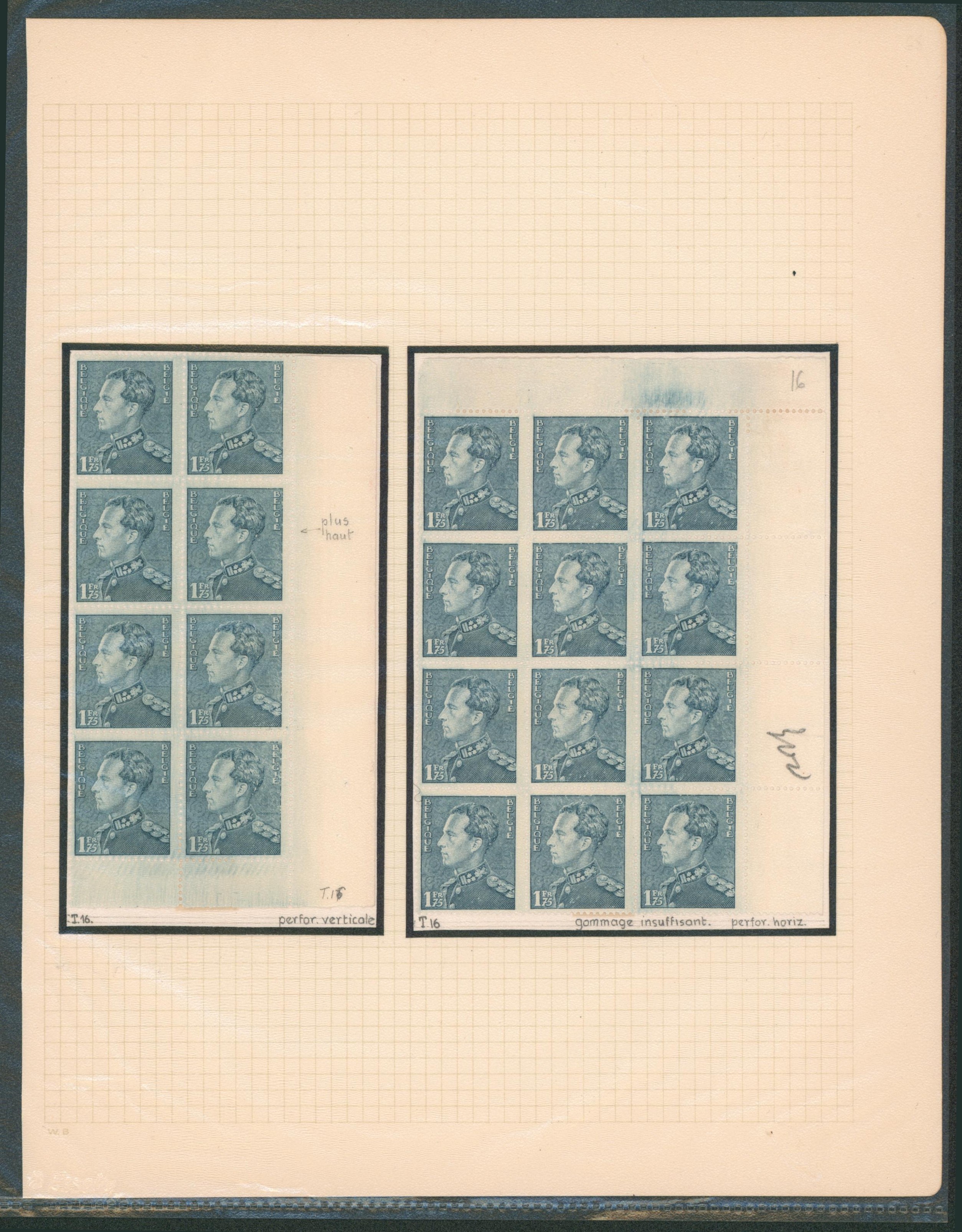 Page de collection (Poortman) - n°430 : ensemble de deux grands blocs (Tirage 16, perforation, gomme insuffisante).