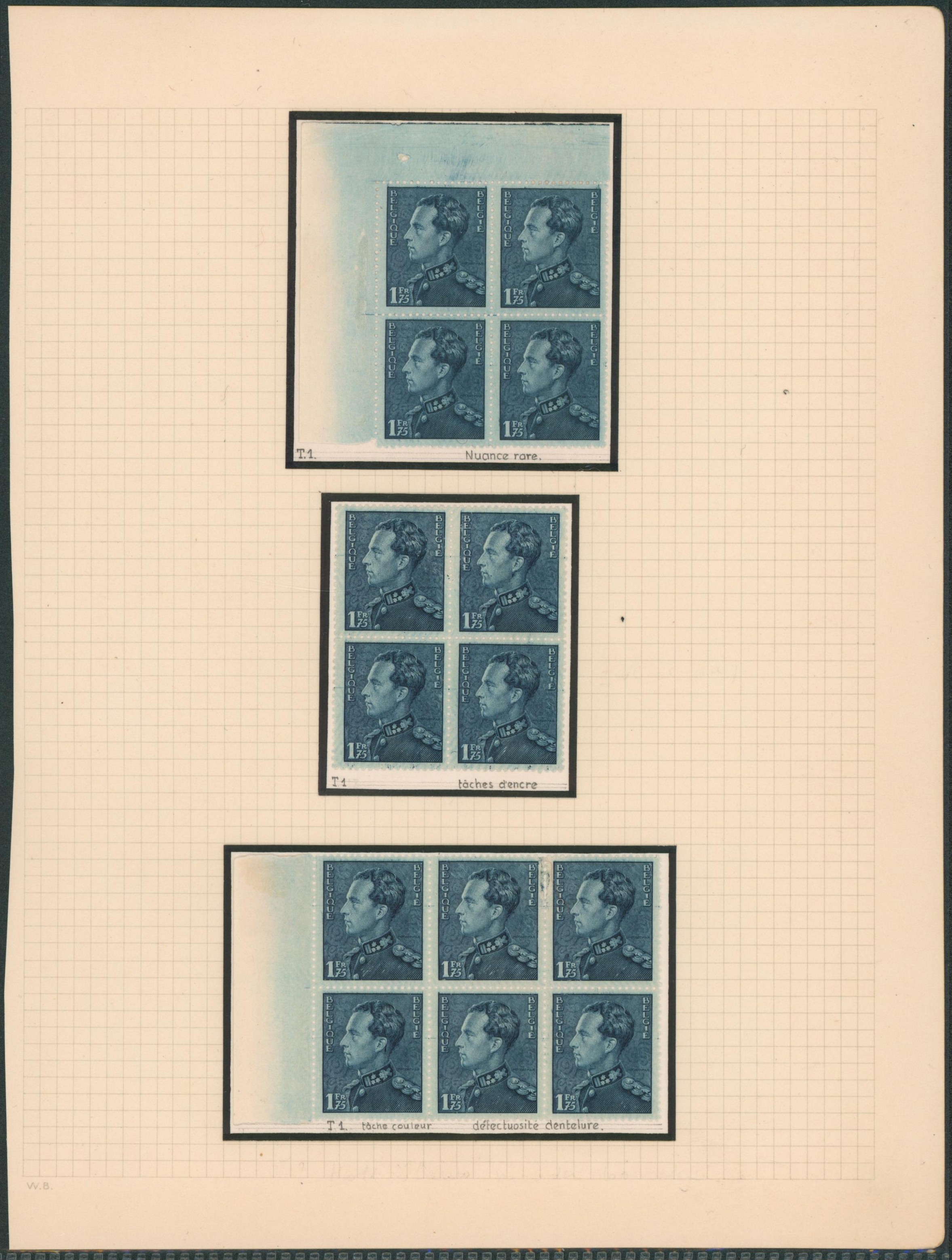 Page de collection (Poortman) - n°430 : tirage 1, nuance rare, tâches d'encre, défectuosité de dentelure.