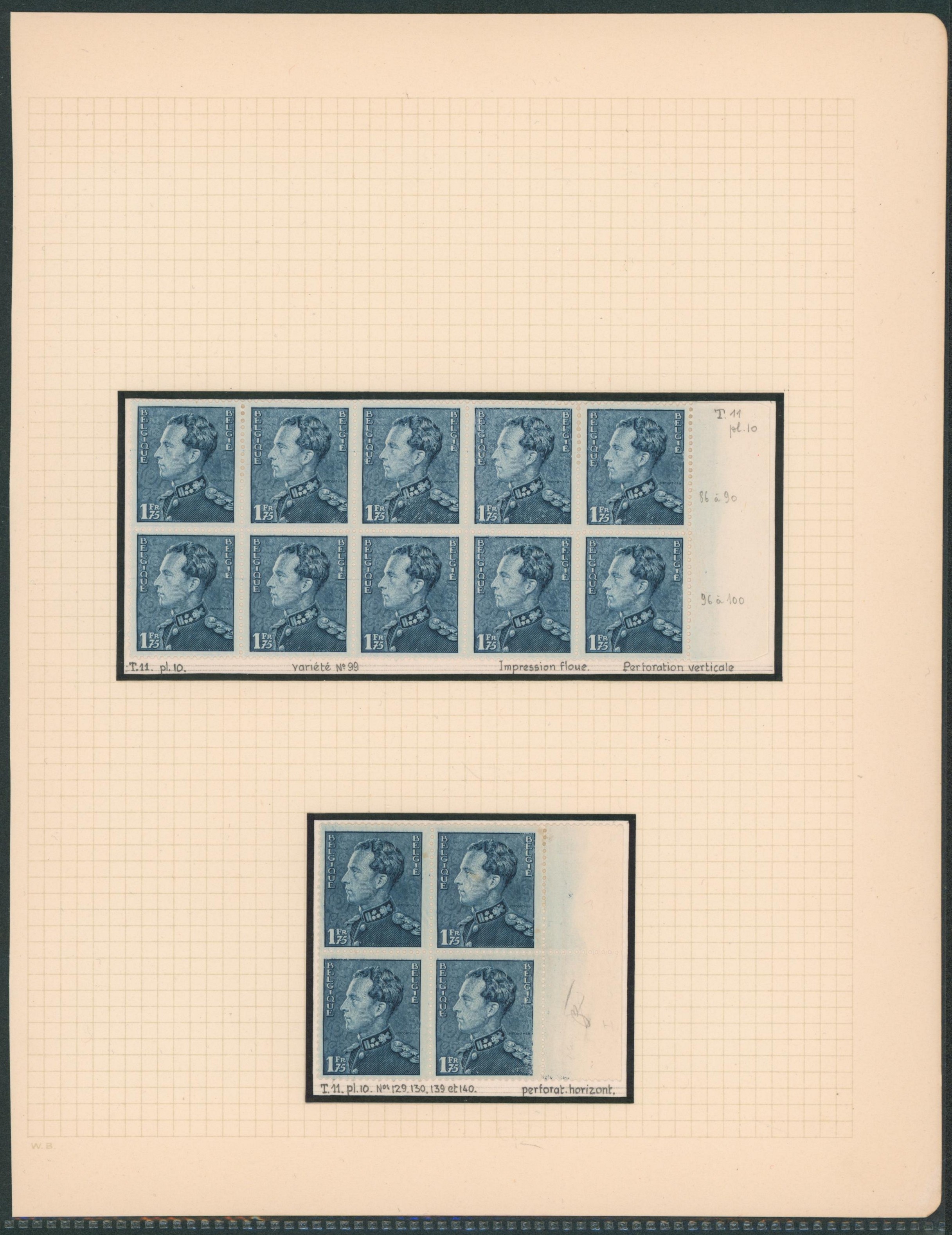 Page de collection (Poortman) - n°430 : Tirage 11, bloc de 10 avec impression floue + blocs de 4 planché.