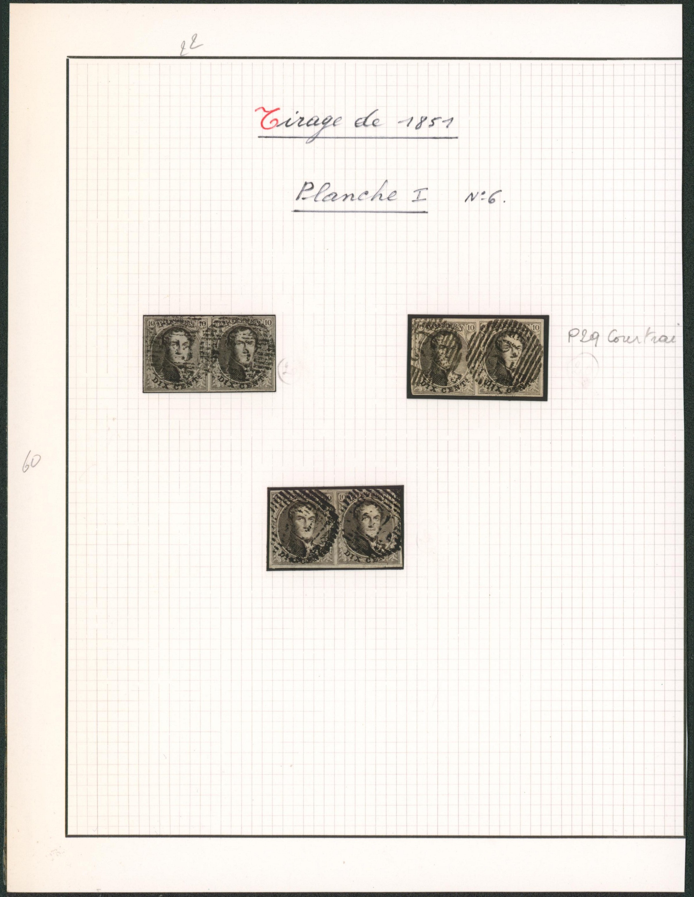 Page de collection - n°6 (planche I) ensemble de 3 paires margées.