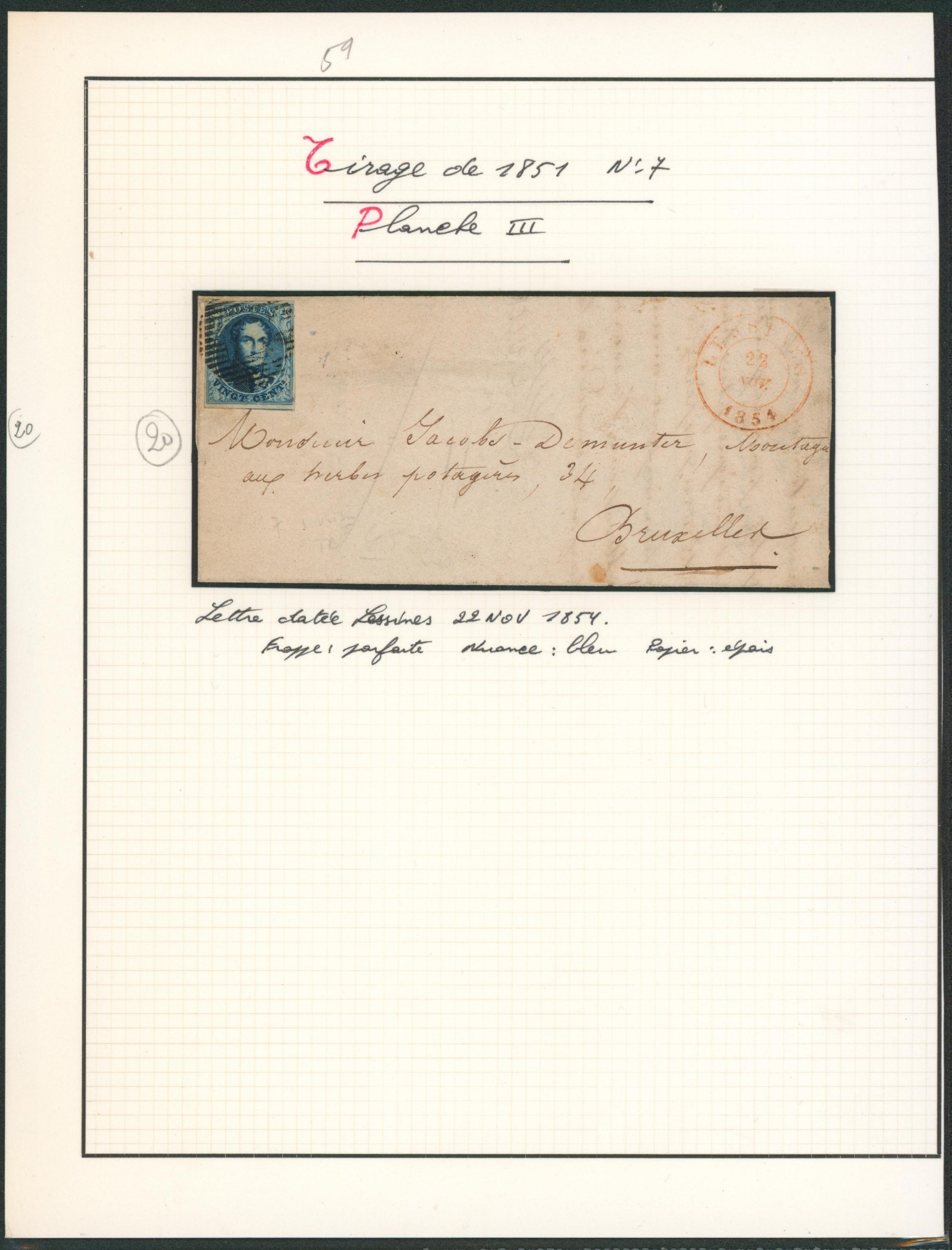 Page de collection - n°7 (Planche III) sur lettre expédié de Lessines > Bruxelles