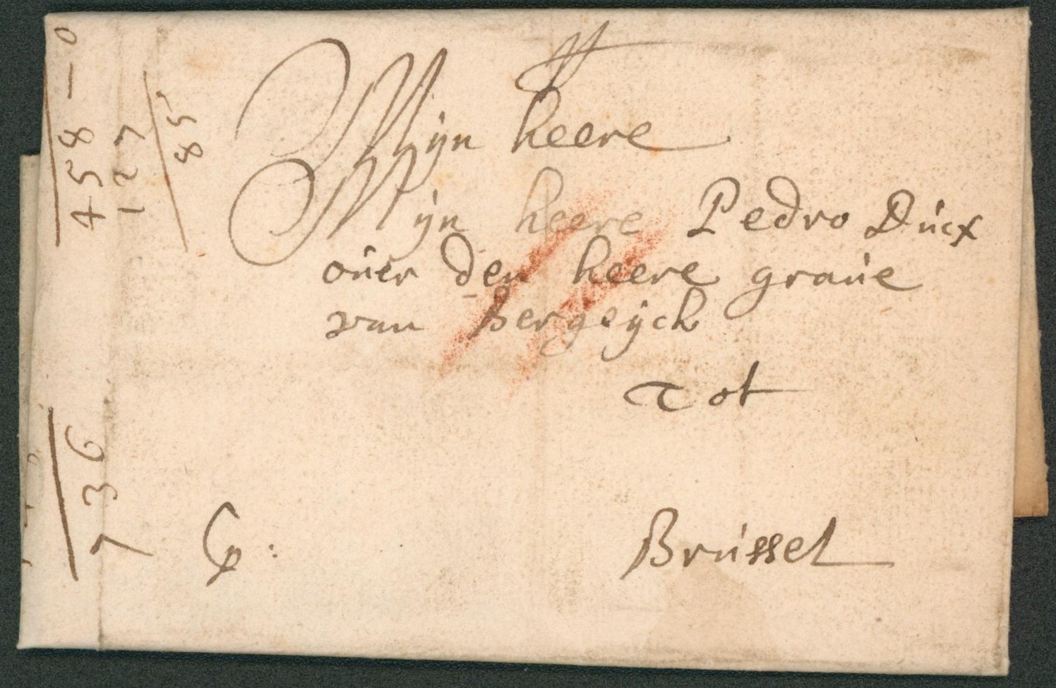 LAC datée de Antwerpen (1695) port à la craie rouge II (Patars) > Brussel. TB état