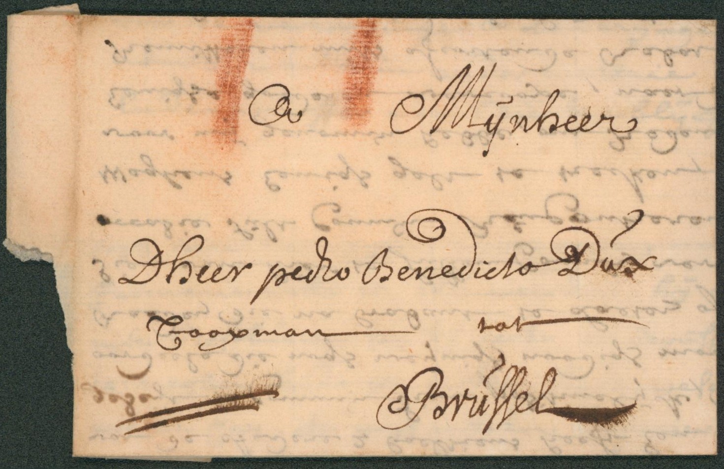 LAC datée de Ghendt (Gent, Gand 1715) port à la craie rouge II (Patars) > Brussel