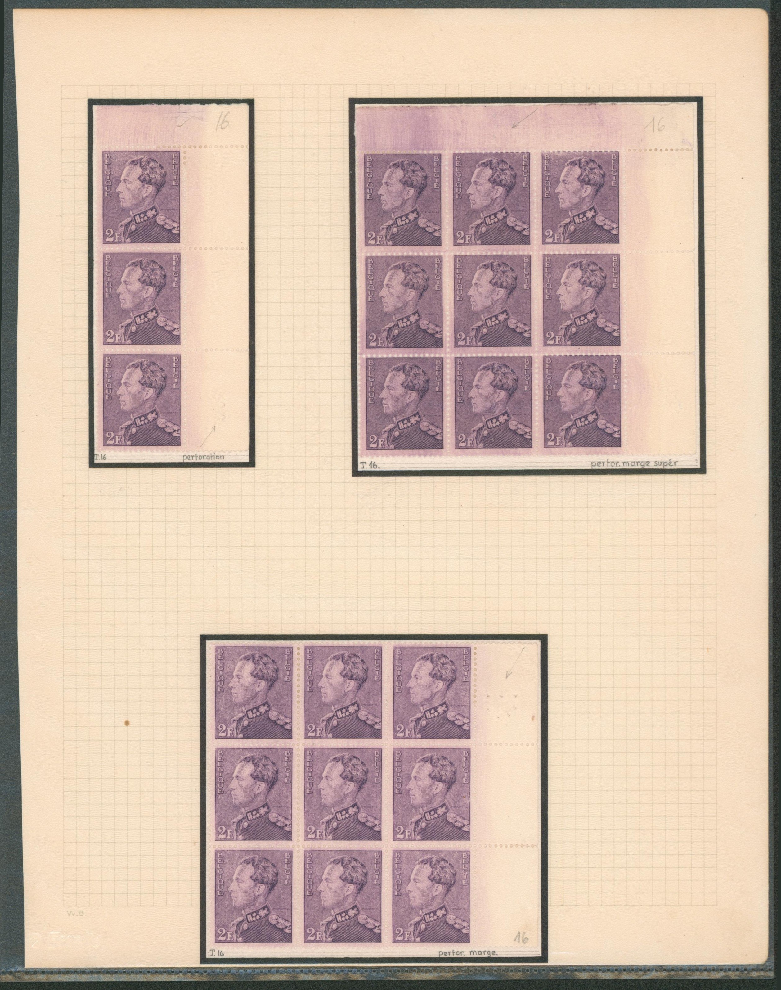 Page de collection - Poortman n°431 (Tirage 16) une bande de 3 et deux blocs de 9. Perforation.
